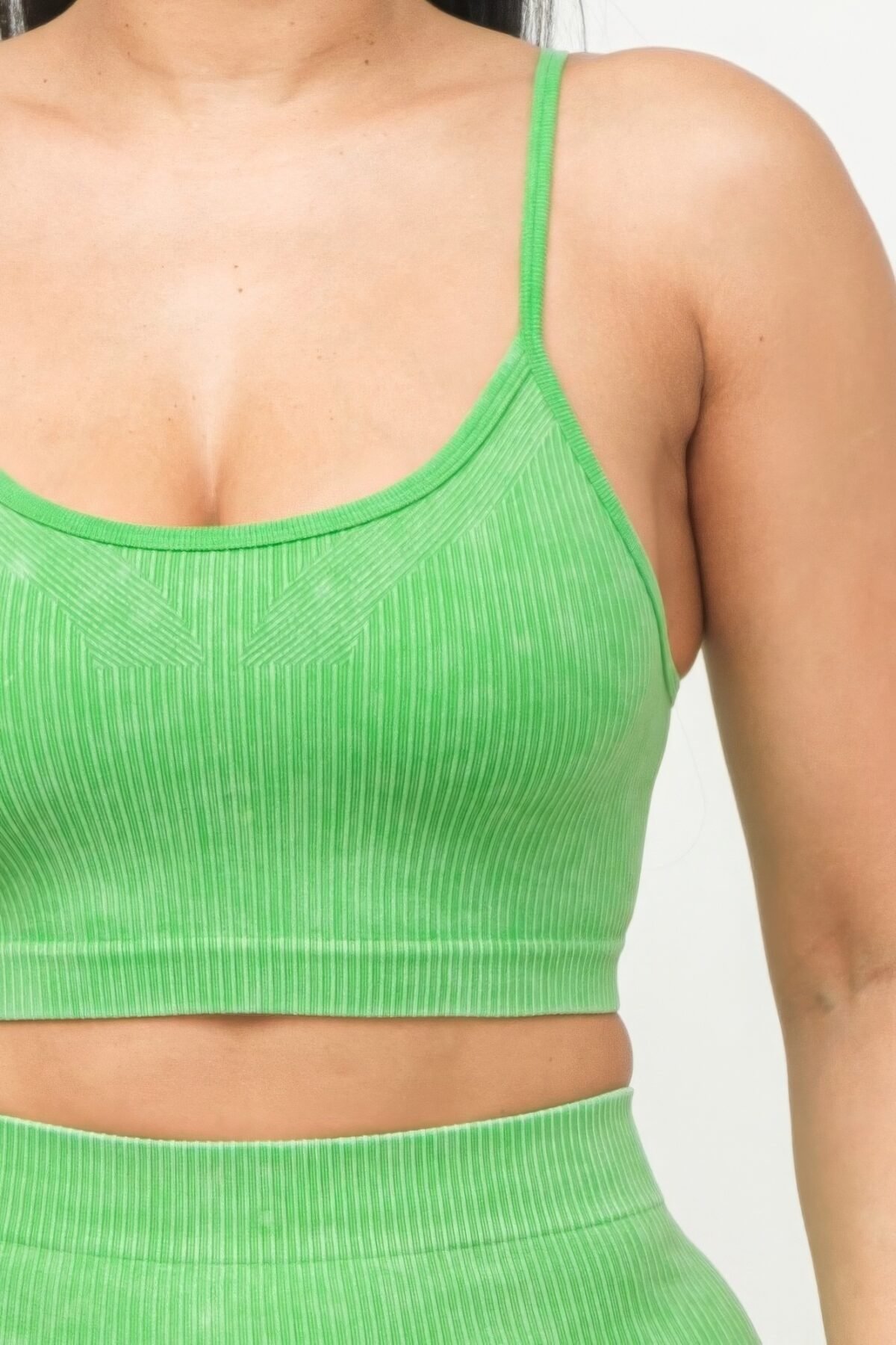 Washed Seamless Basic Tank Top And Shorts Set - Image 4