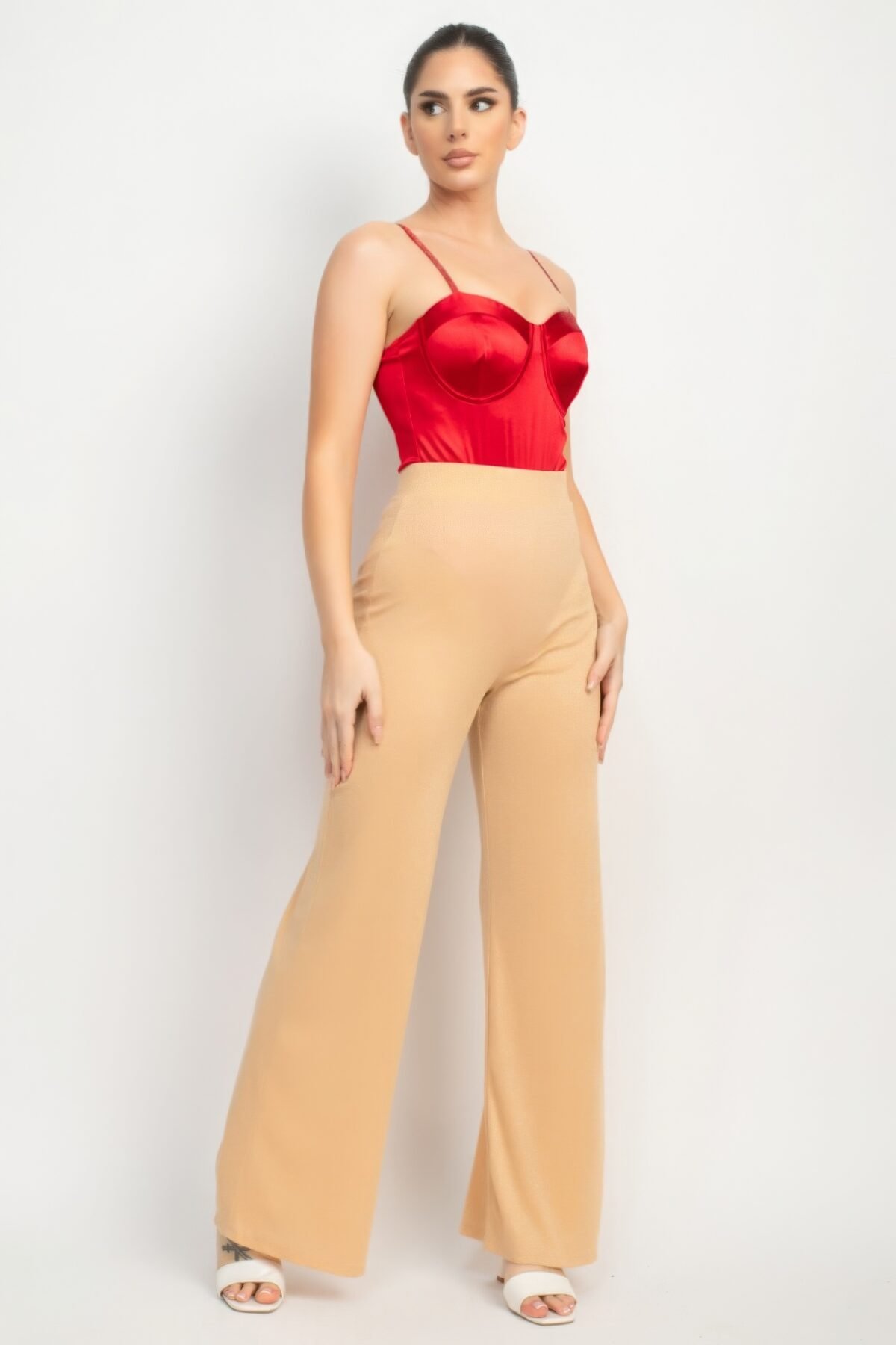 Rhinestone Strap Sweetheart Bodysuit - Image 3
