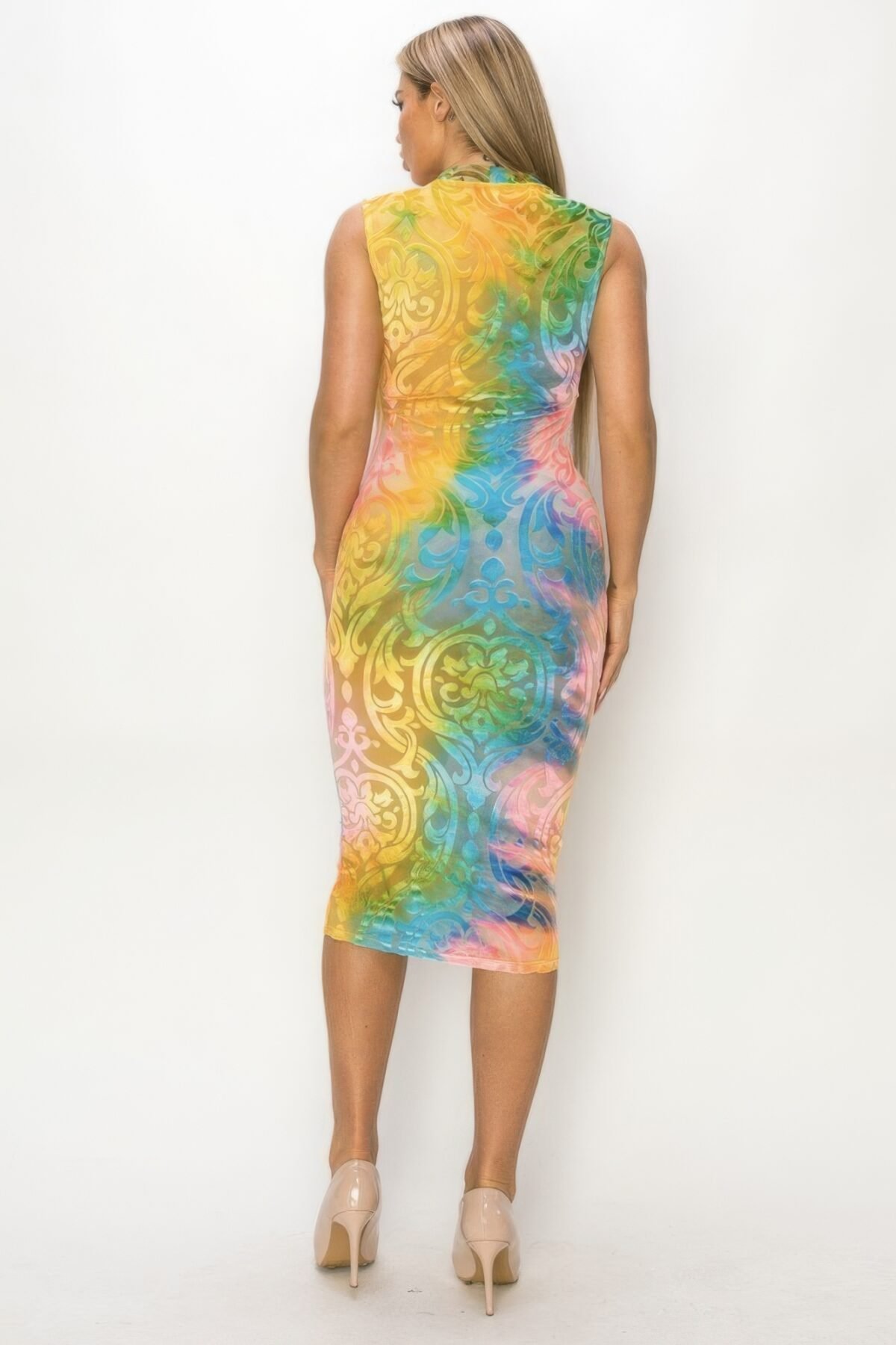 Velvet Burn Out Pattern Sexy Midi Dress - Image 6