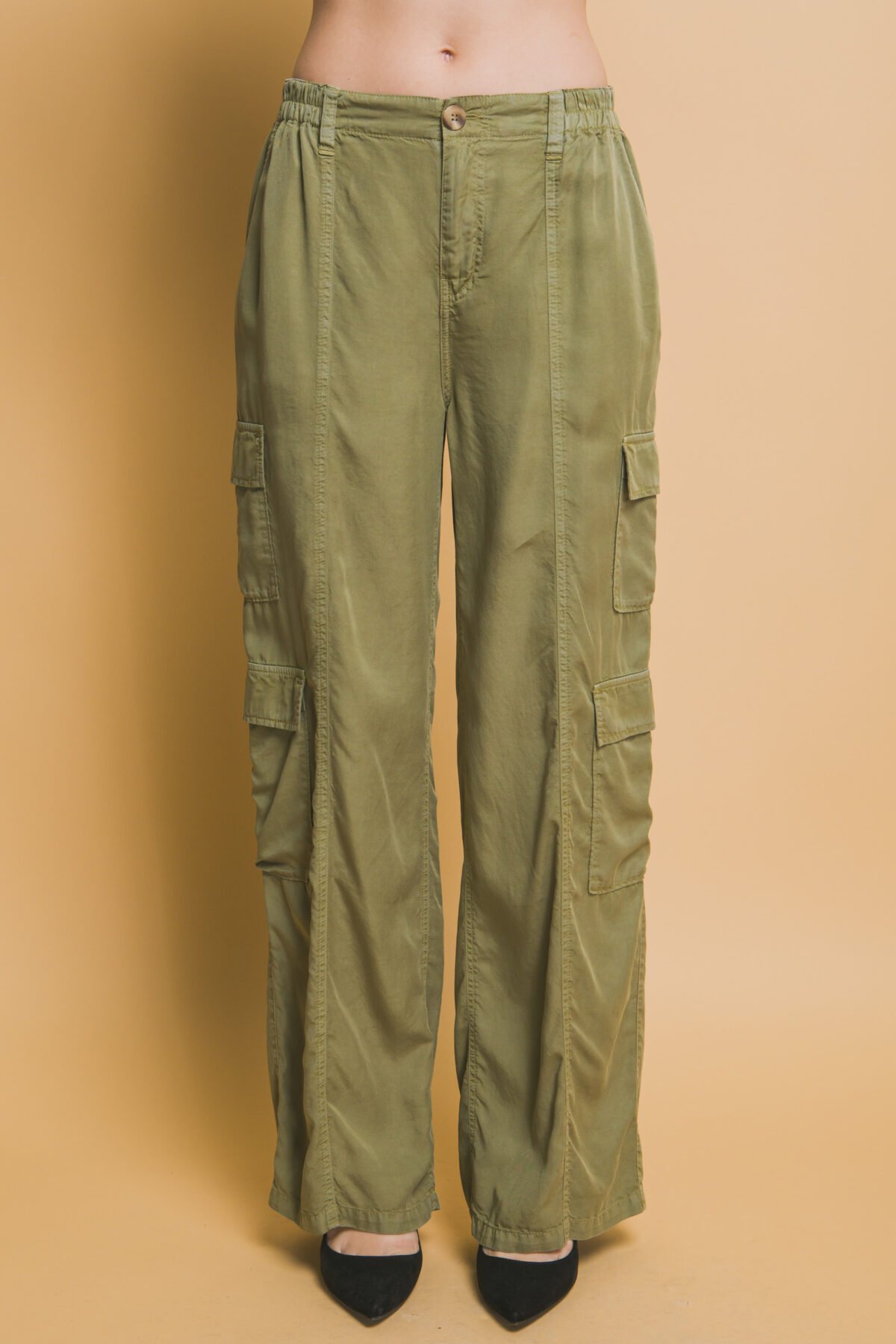 Full-length Tencel Pants With Cargo Pockets - Image 1
