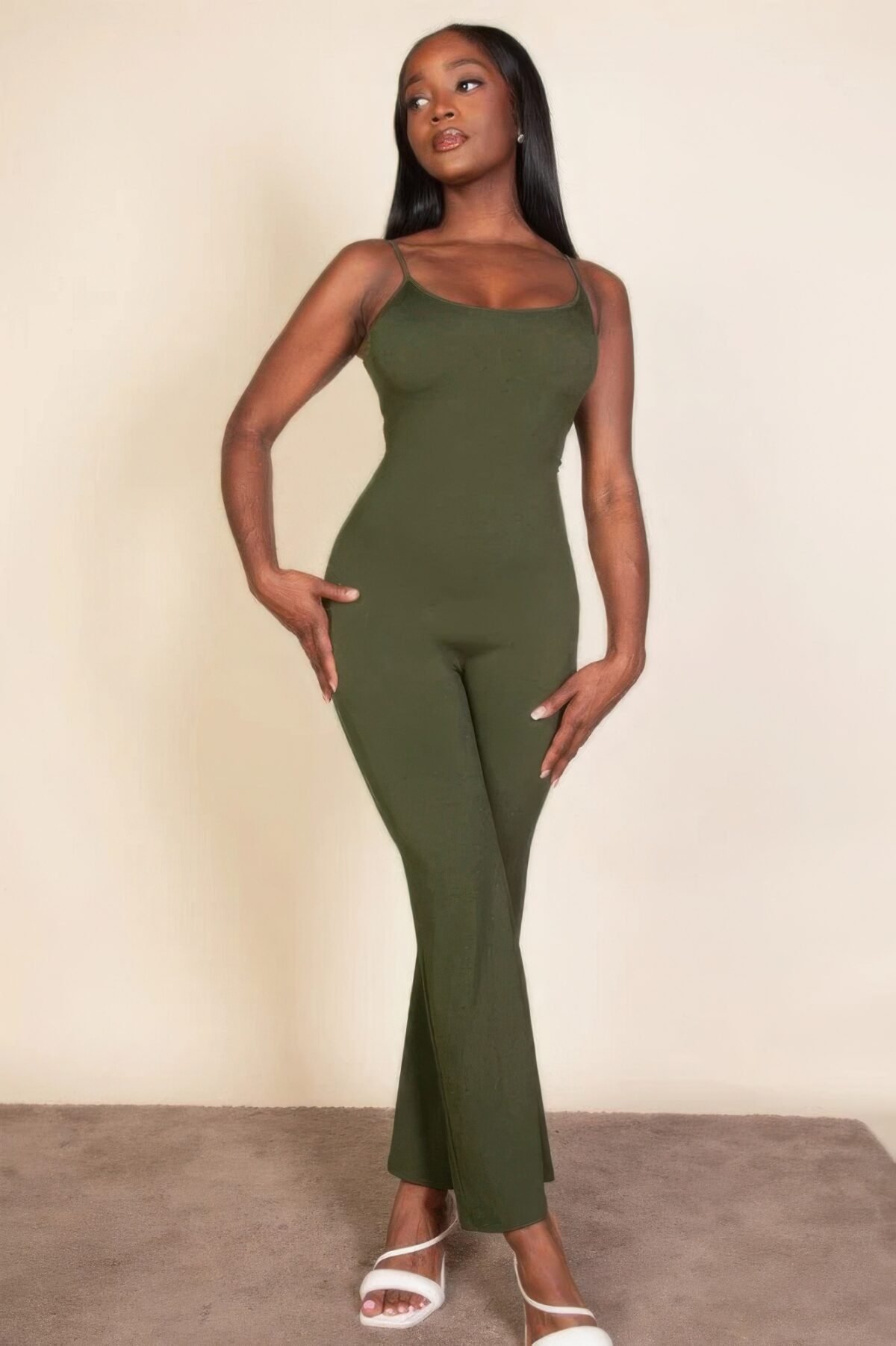 Ribbed sleeveless wide leg jumpsuit - Image 1