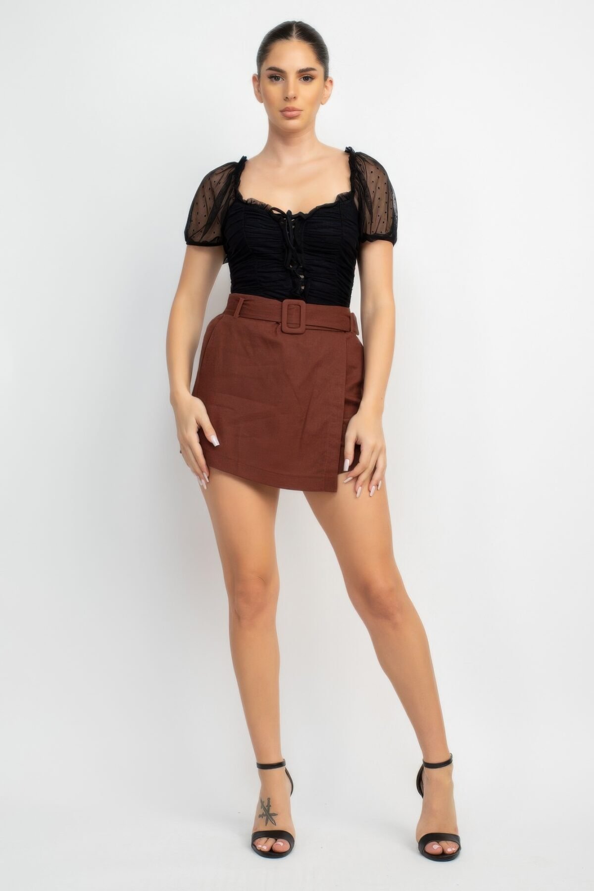 Shirred Mesh Sleeve Bodysuit - Image 3