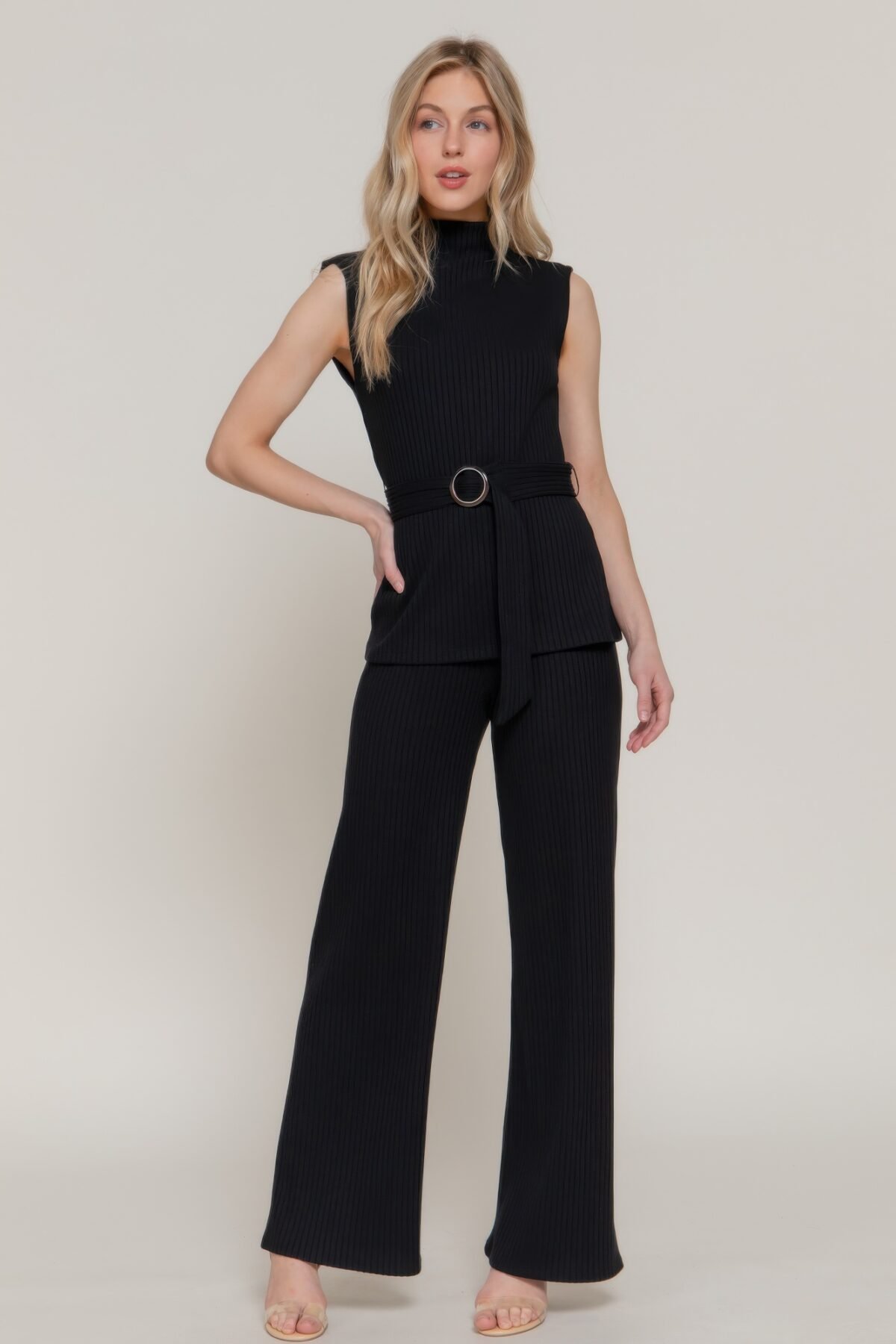 Inside Elastic Waistband Wide Rib Knit Pants - Image 2