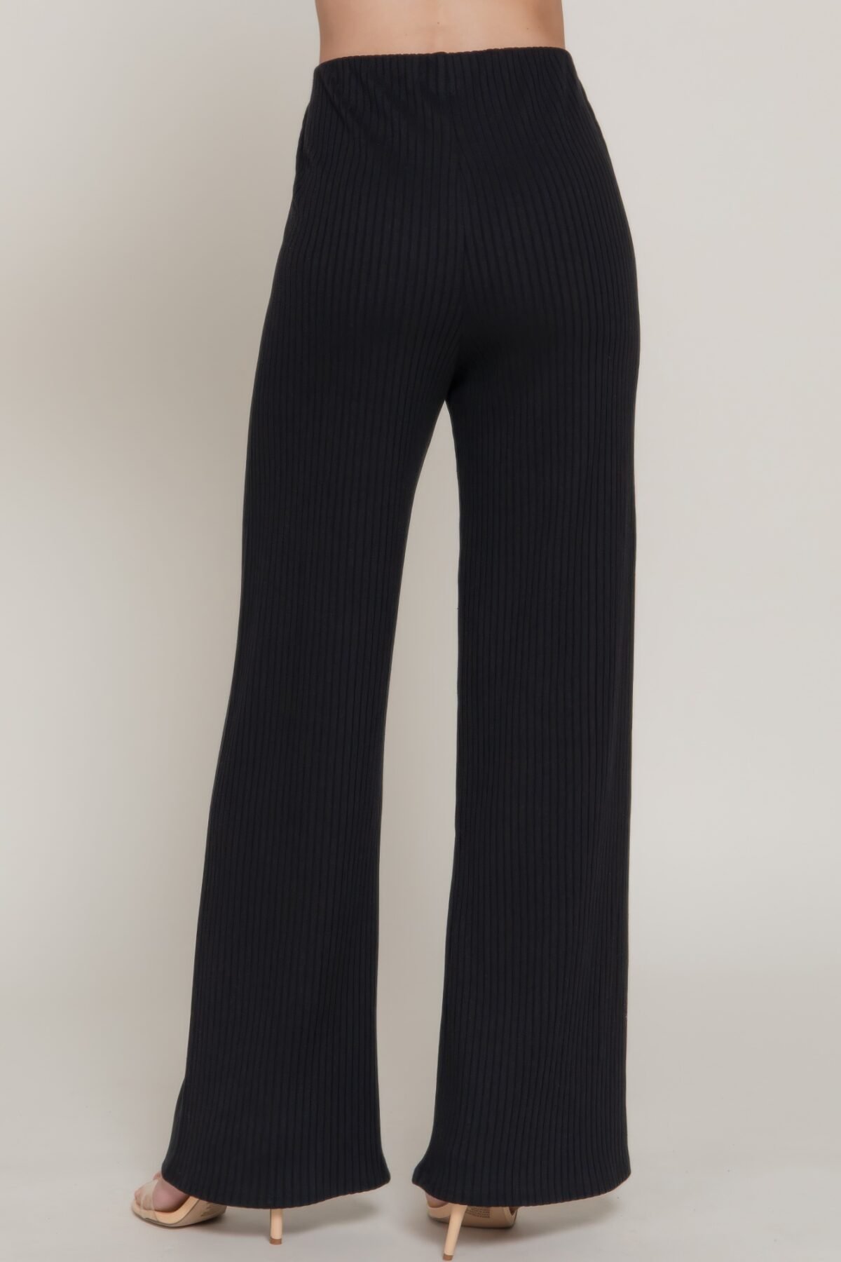 Inside Elastic Waistband Wide Rib Knit Pants - Image 4