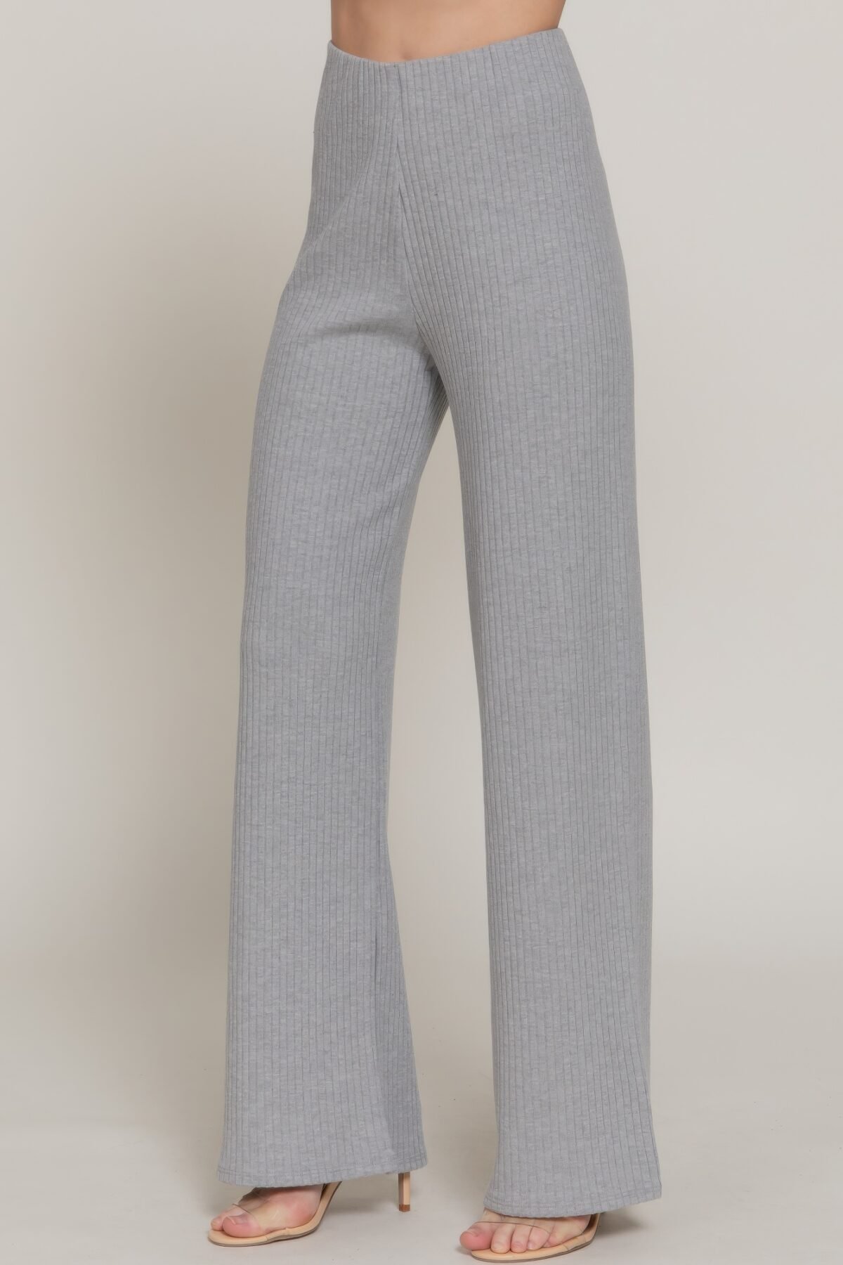 Inside Elastic Waistband Wide Rib Knit Pants - Image 3
