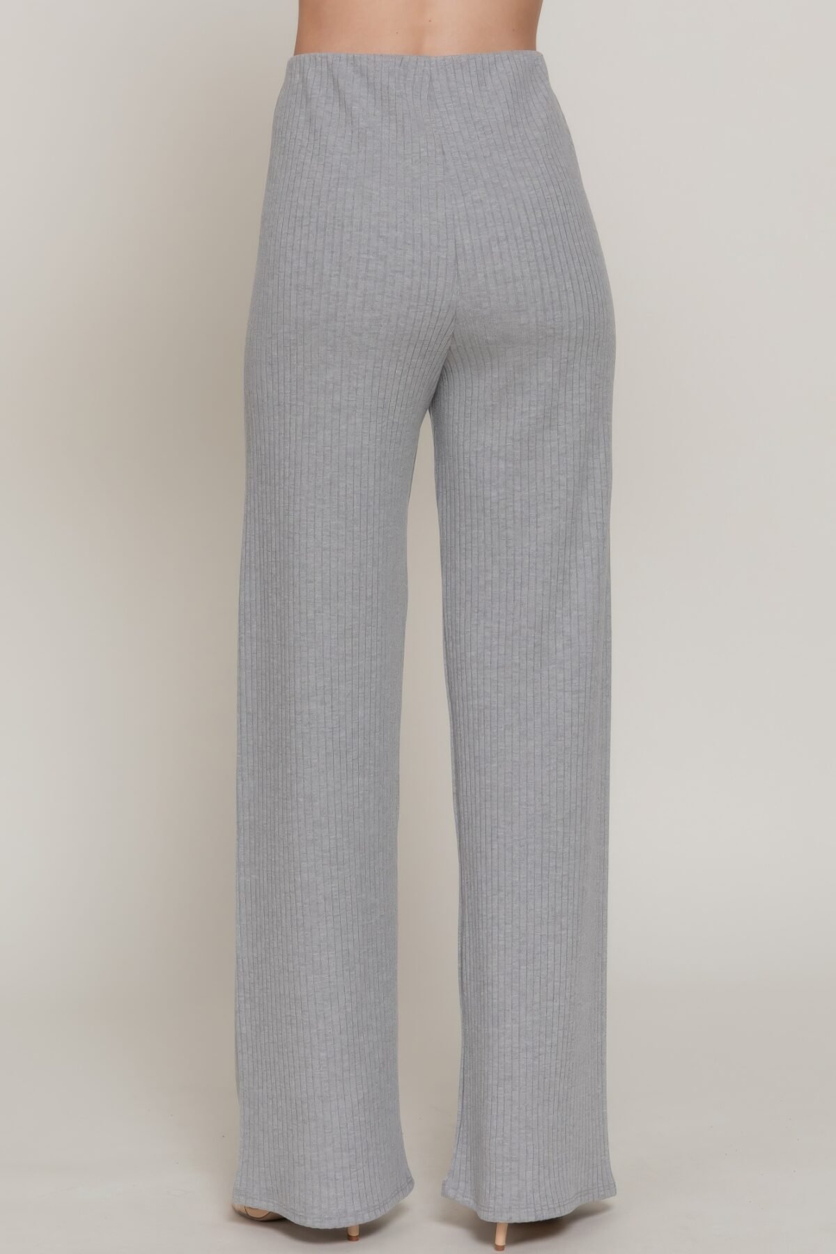 Inside Elastic Waistband Wide Rib Knit Pants - Image 4