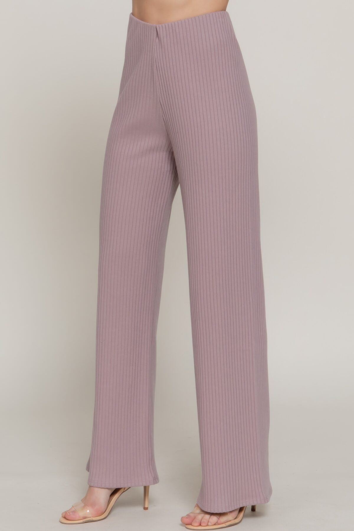 Inside Elastic Waistband Wide Rib Knit Pants - Image 4