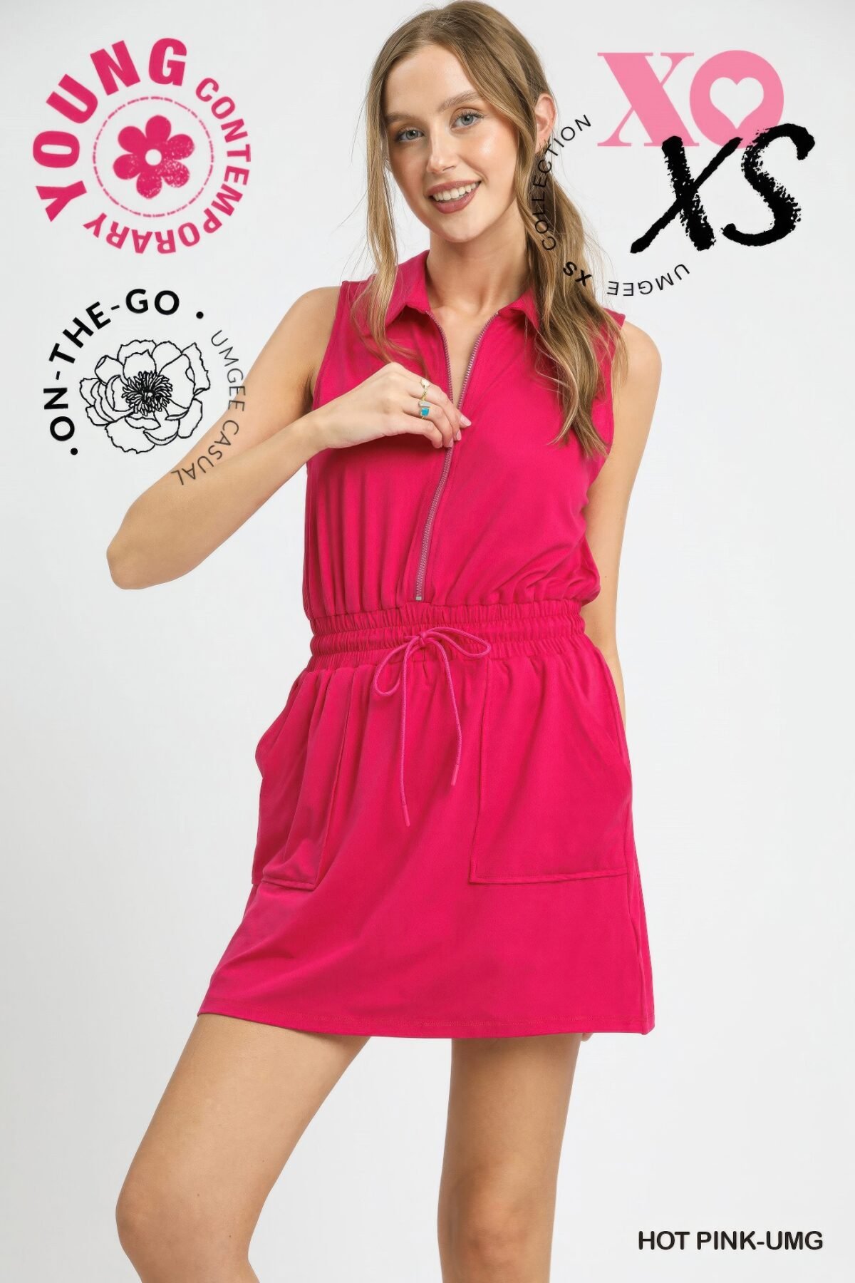 Zip Front Casual Mini Dress - Image 1