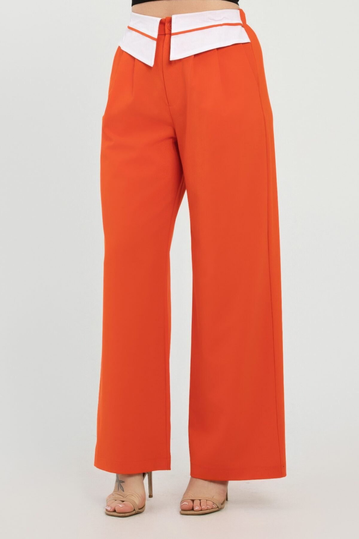 Front Button Fold-over Inside Zipper Pants - Image 3