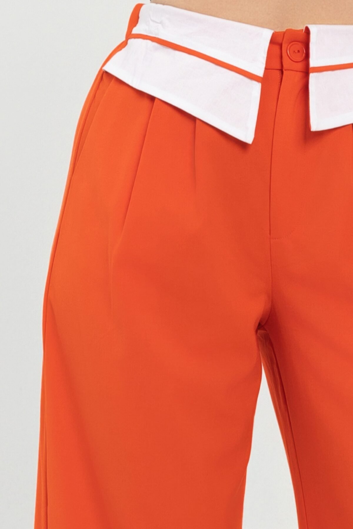Front Button Fold-over Inside Zipper Pants - Image 4