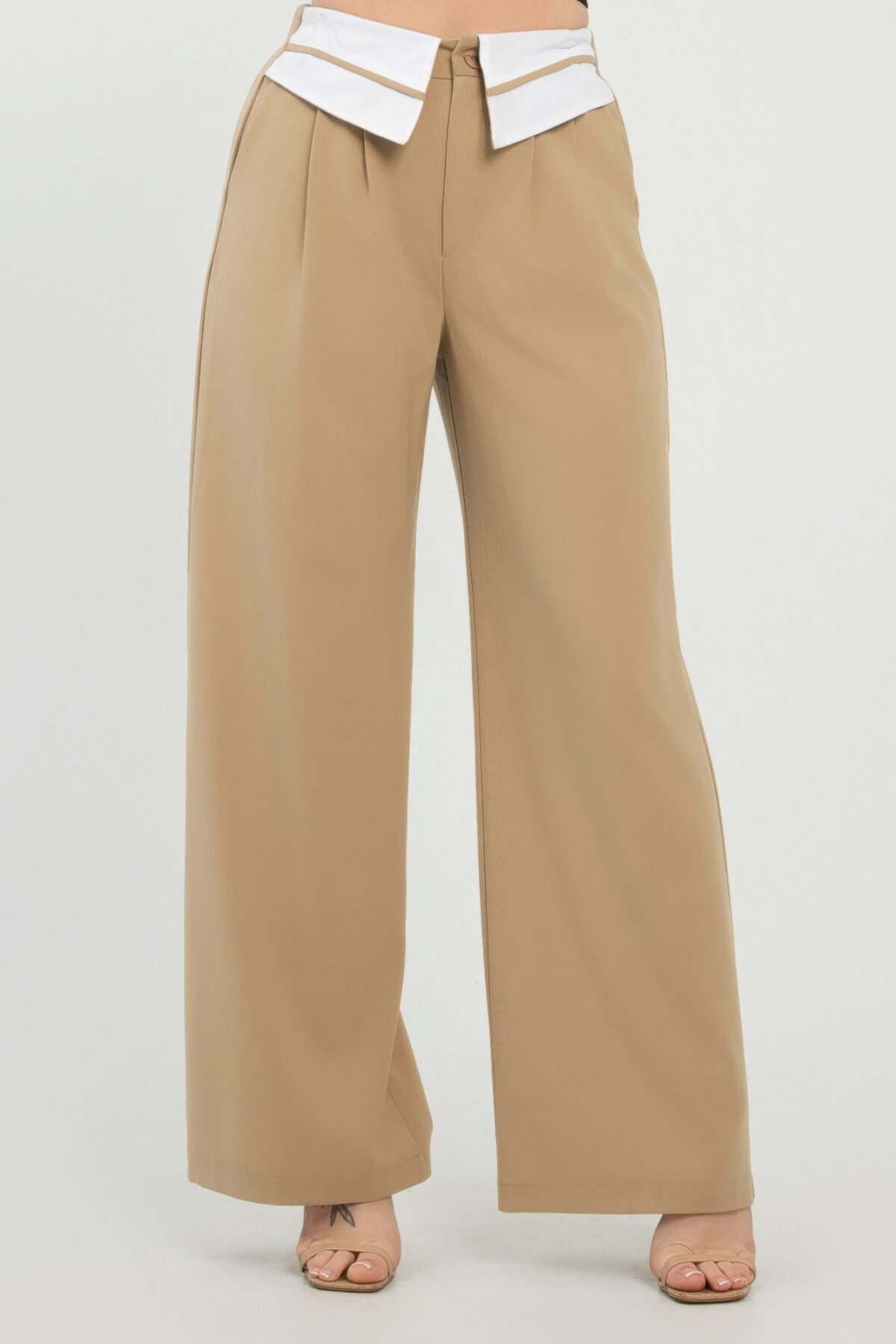 Front Button Fold-over Inside Zipper Pants - Image 1