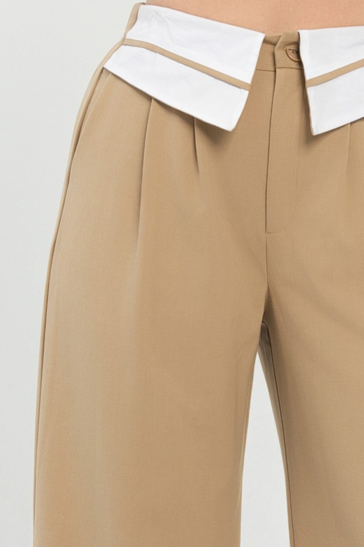Front Button Fold-over Inside Zipper Pants - Image 4