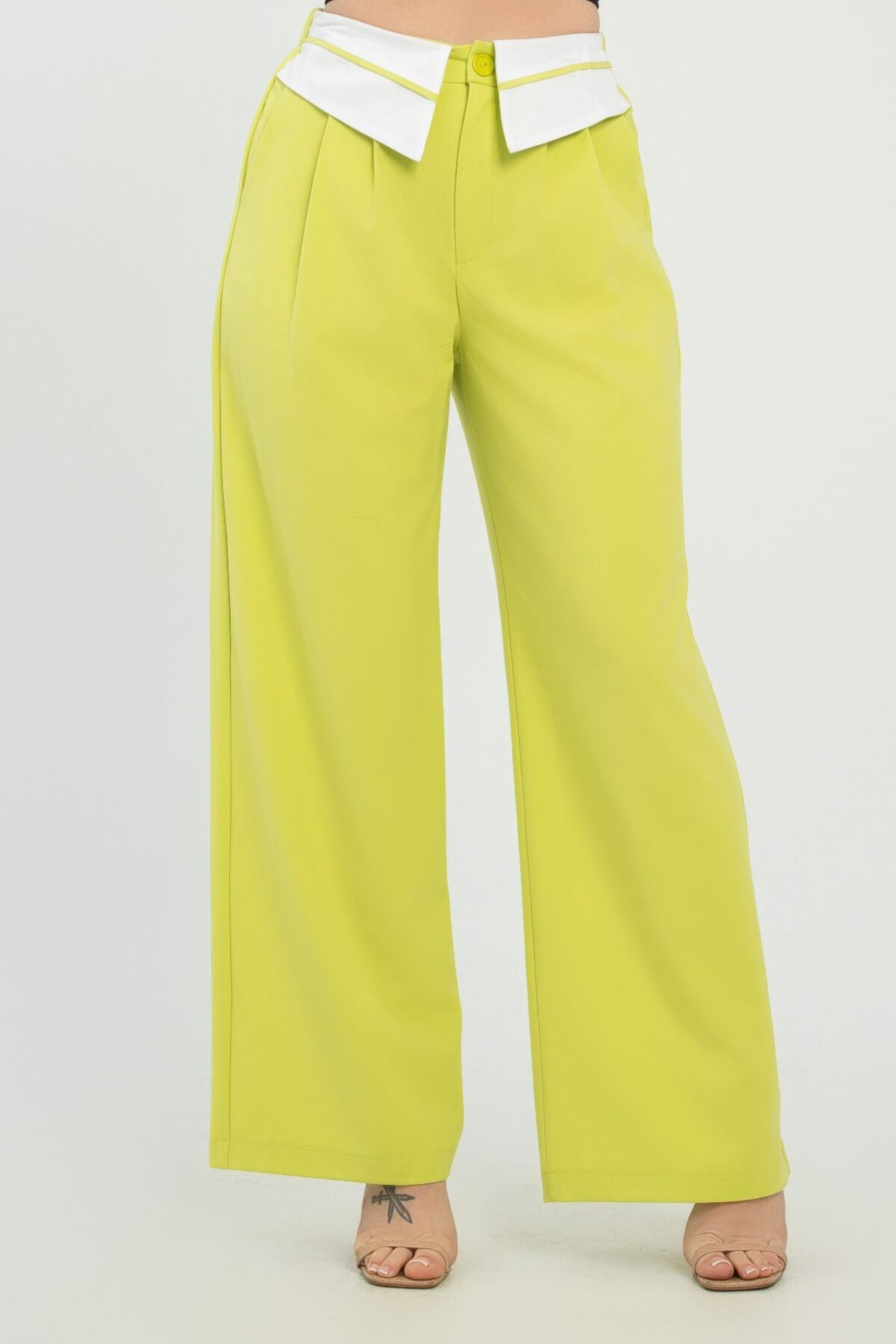Front Button Fold-over Inside Zipper Pants - Image 1