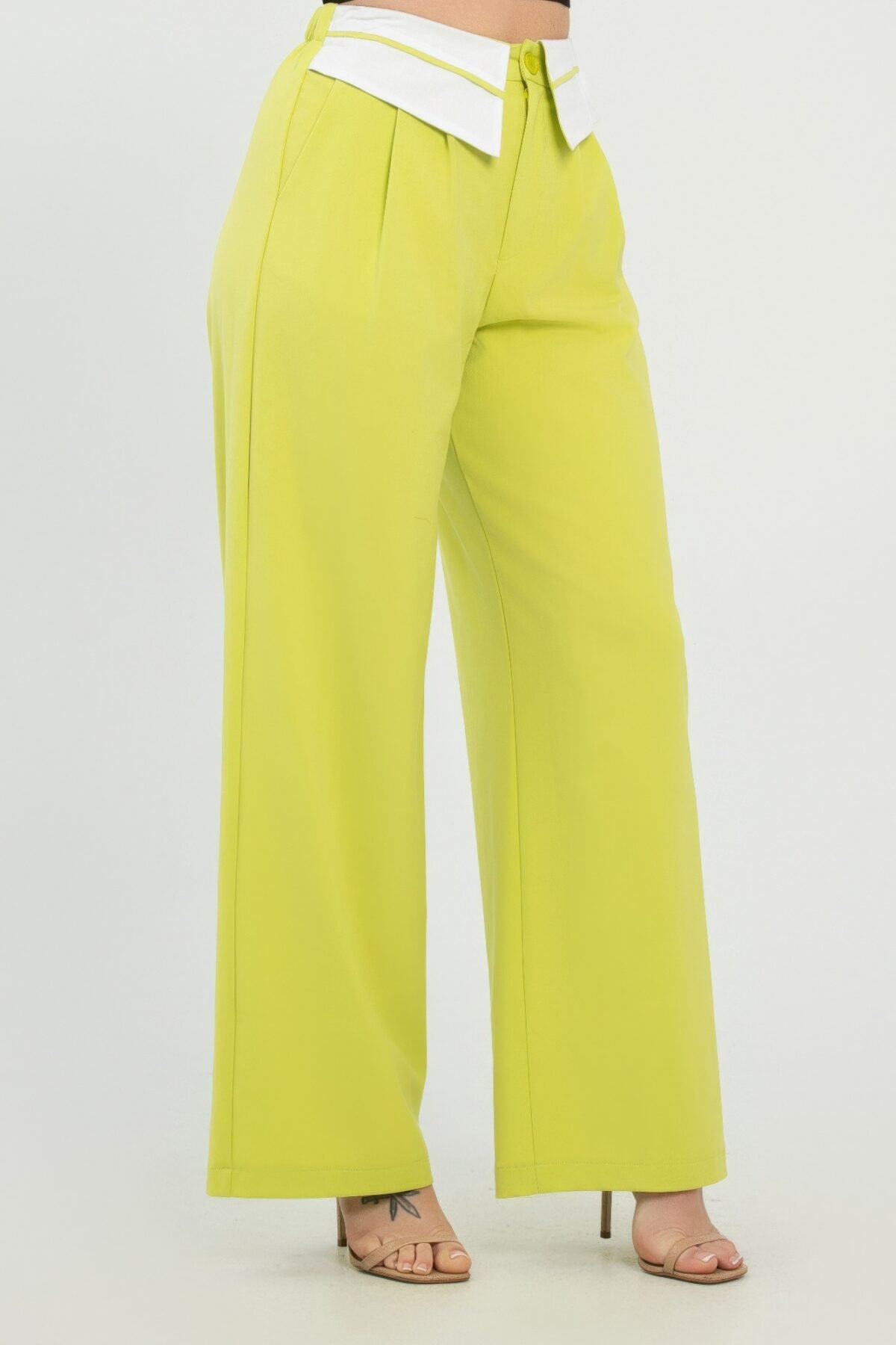 Front Button Fold-over Inside Zipper Pants - Image 3