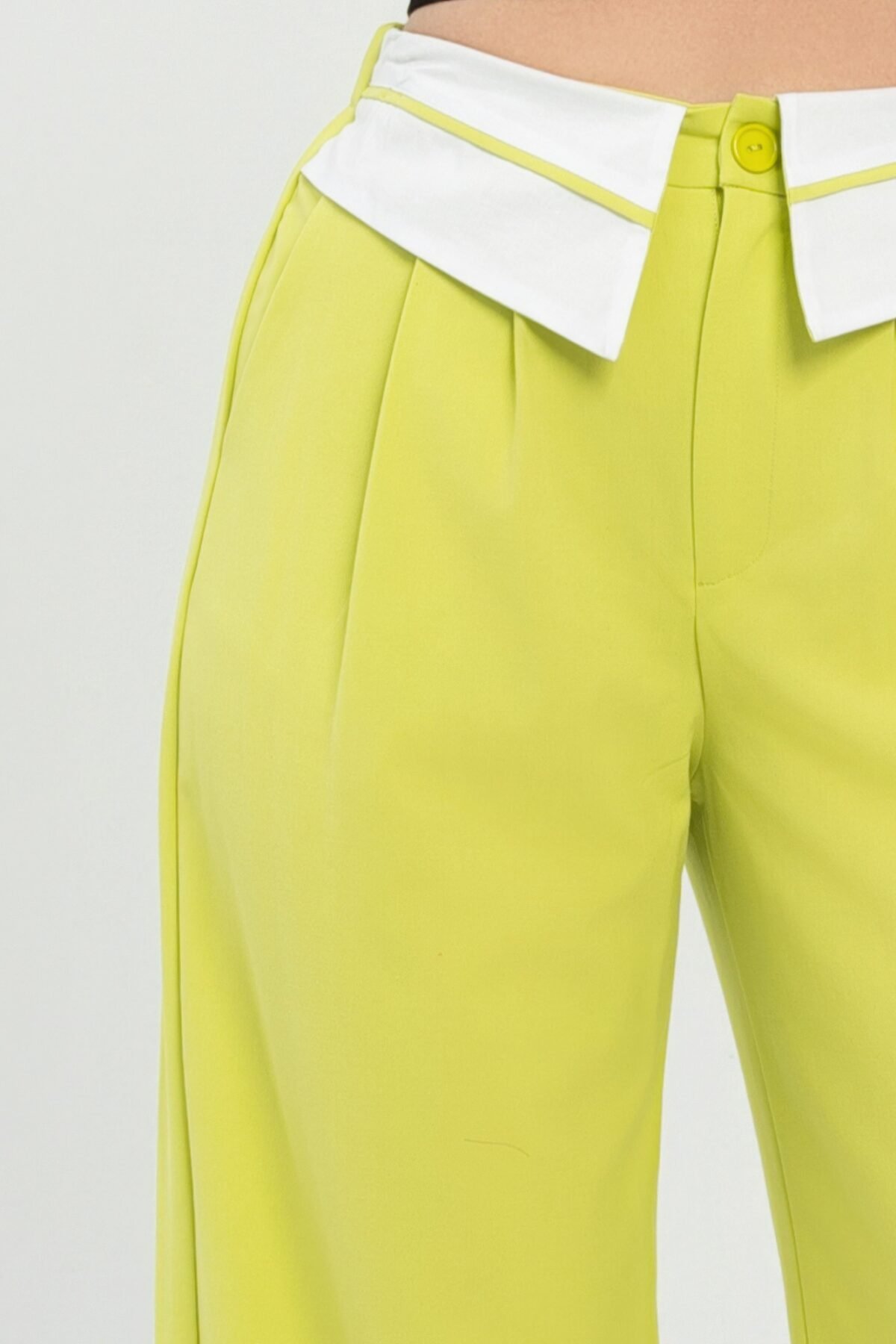 Front Button Fold-over Inside Zipper Pants - Image 4
