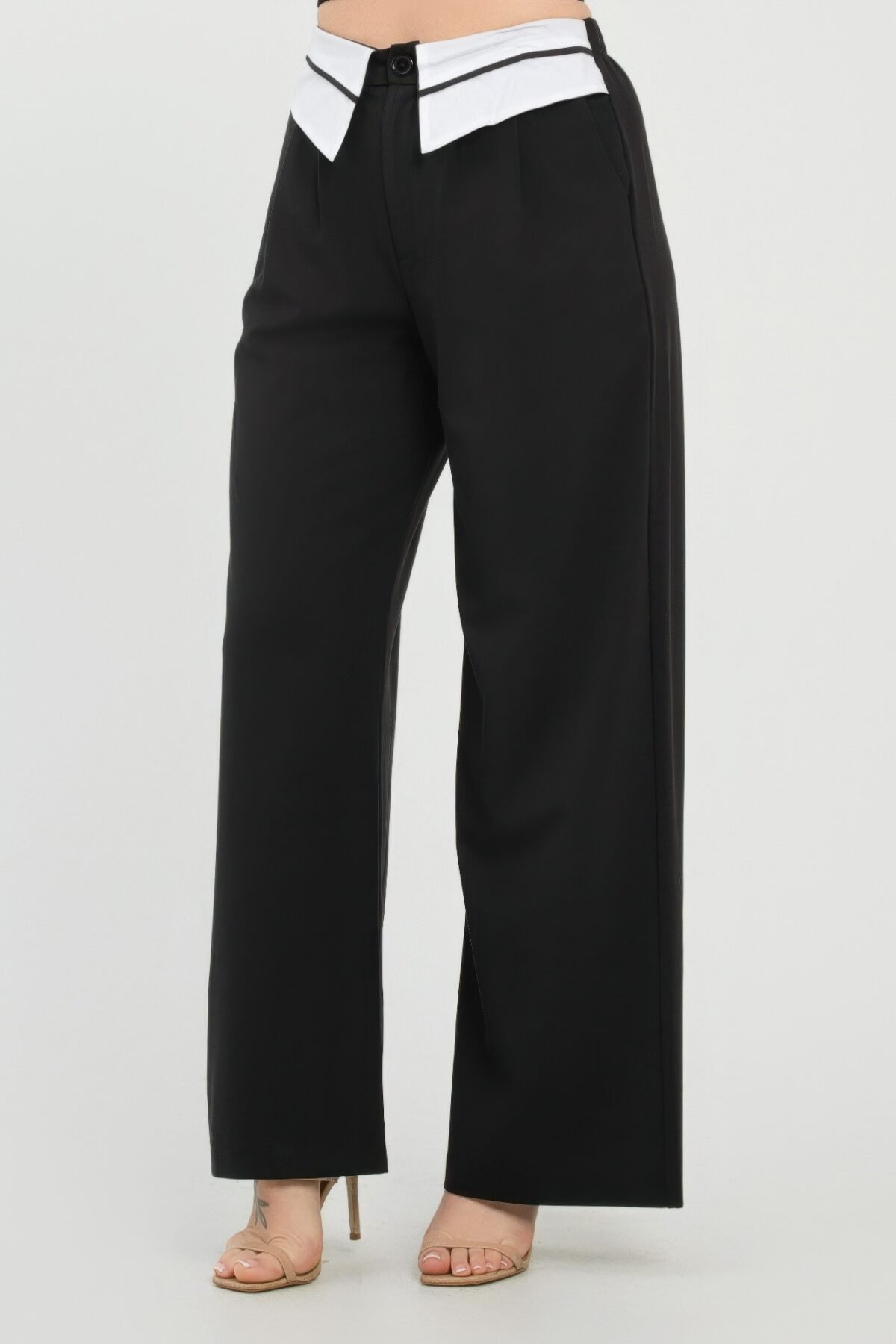 Front Button Fold-over Inside Zipper Pants - Image 3