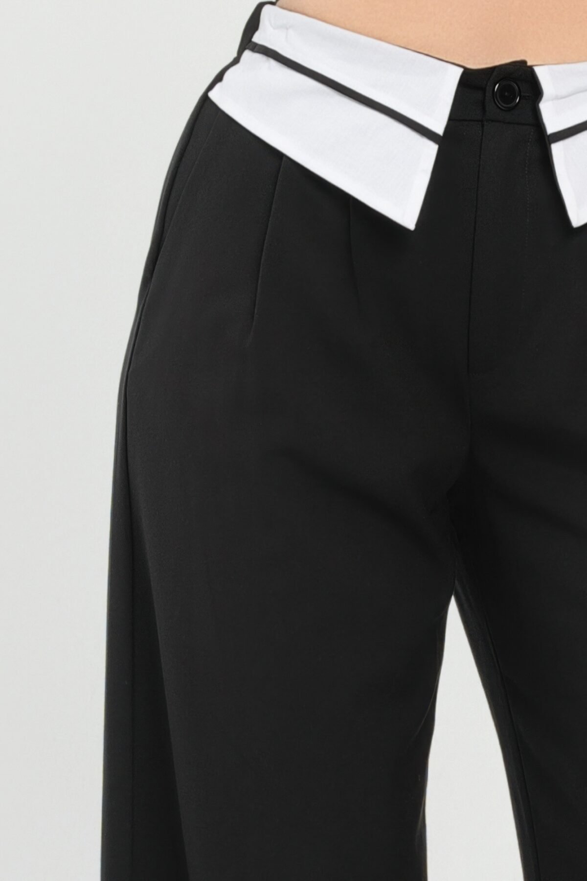 Front Button Fold-over Inside Zipper Pants - Image 4
