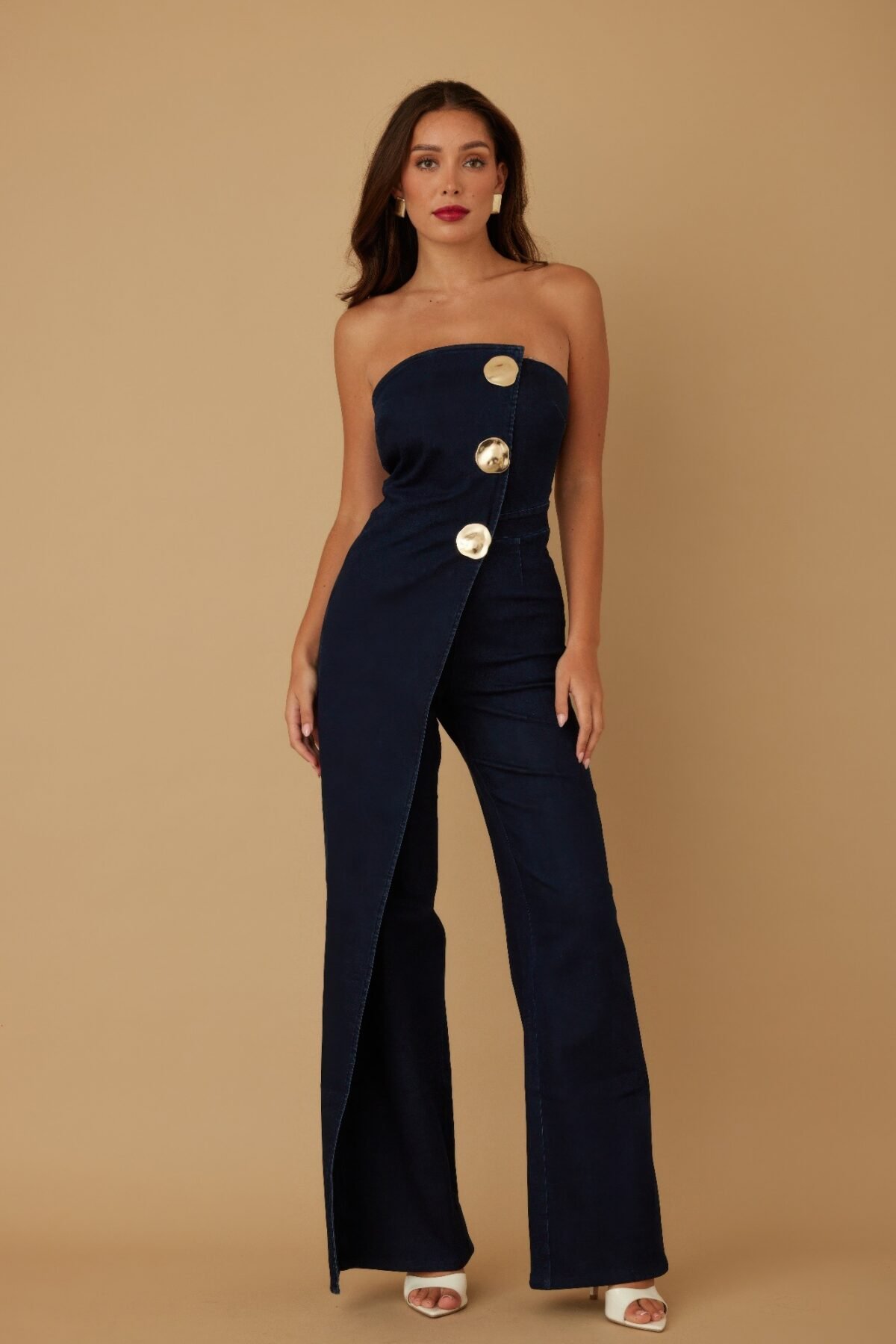 Open Flap Layer Strapless Jumpsuit - Image 3