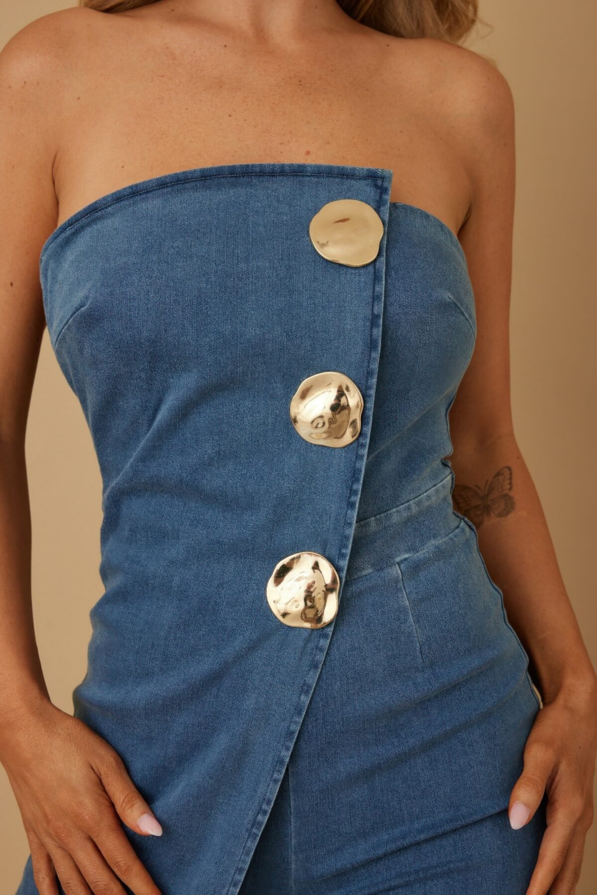 Open Flap Layer Strapless Jumpsuit - Image 4
