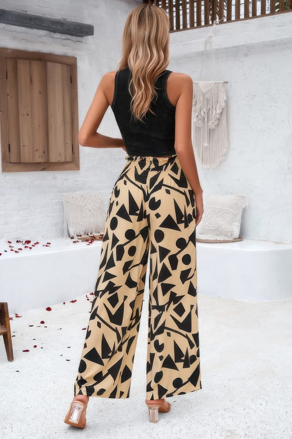 Allover Print Folded Frill Wide Leg High Waist Pant - Image 7