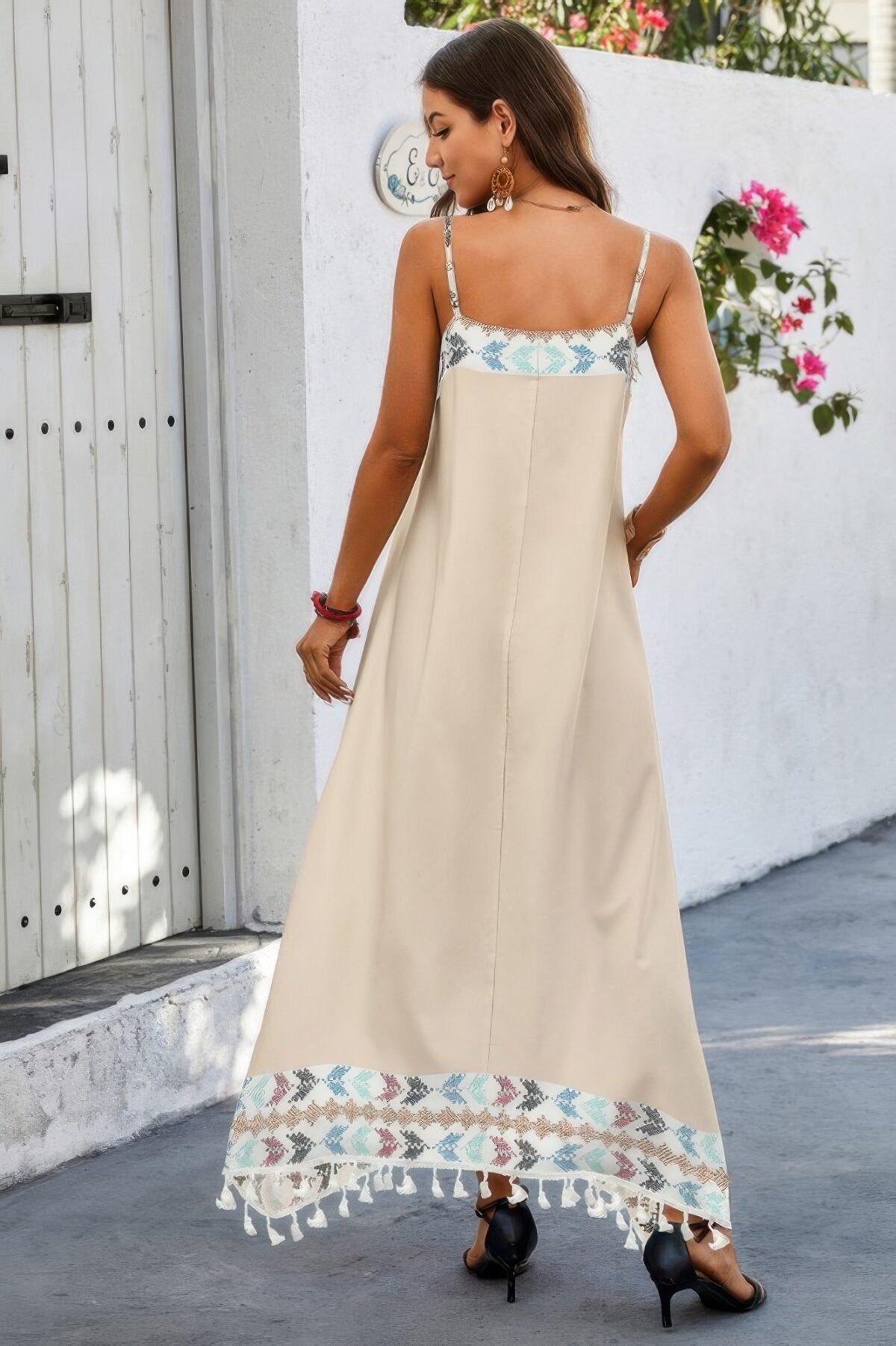 Random Printed Spaghetti Strap Sleeveless Dress - Image 4