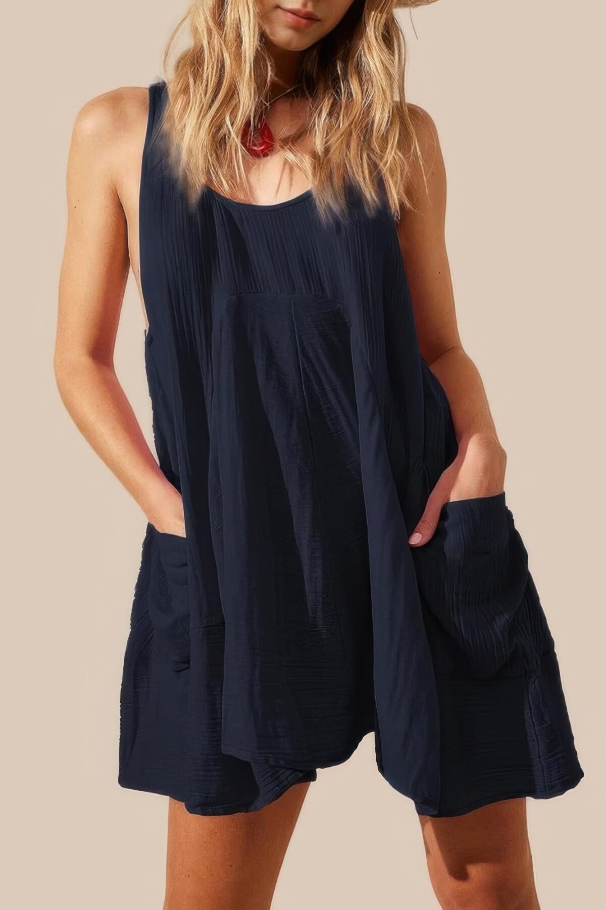 U Neck Backless Sleeveless Mini Pocket Dress - Image 11