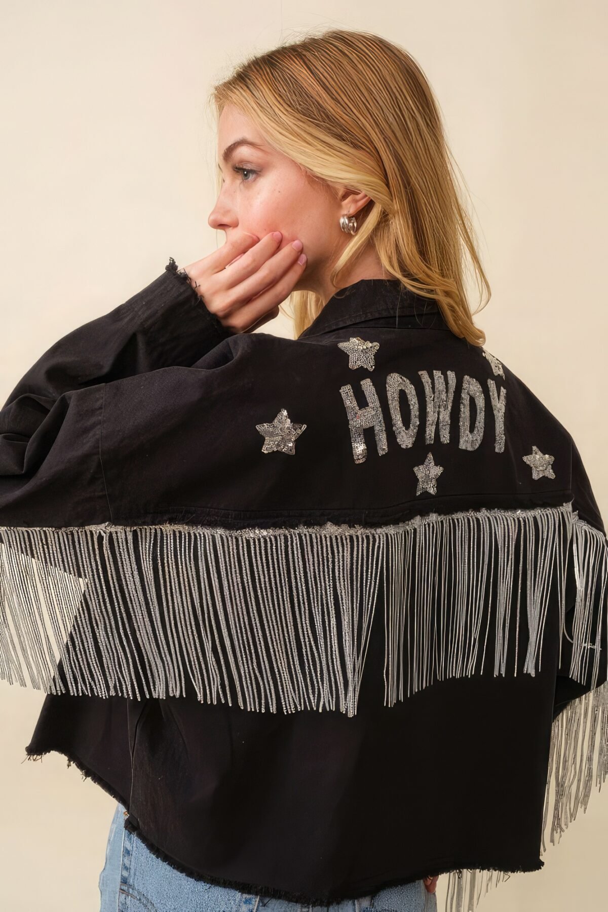 Howdy Sequin Fringe And Star Patches Jacket - Image 4