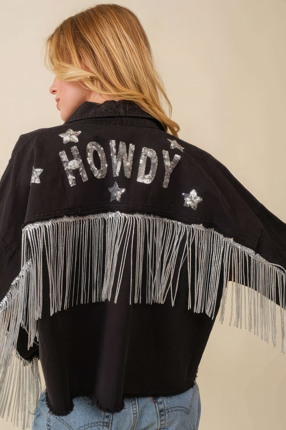 Howdy Sequin Fringe And Star Patches Jacket - Image 5