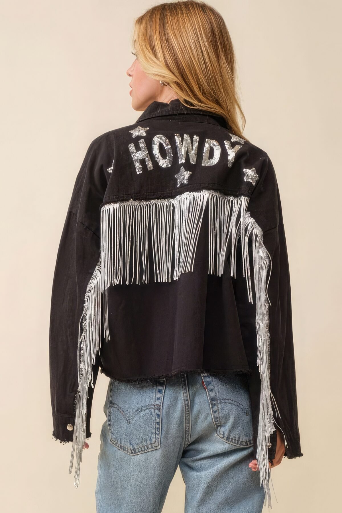 Howdy Sequin Fringe And Star Patches Jacket - Image 6