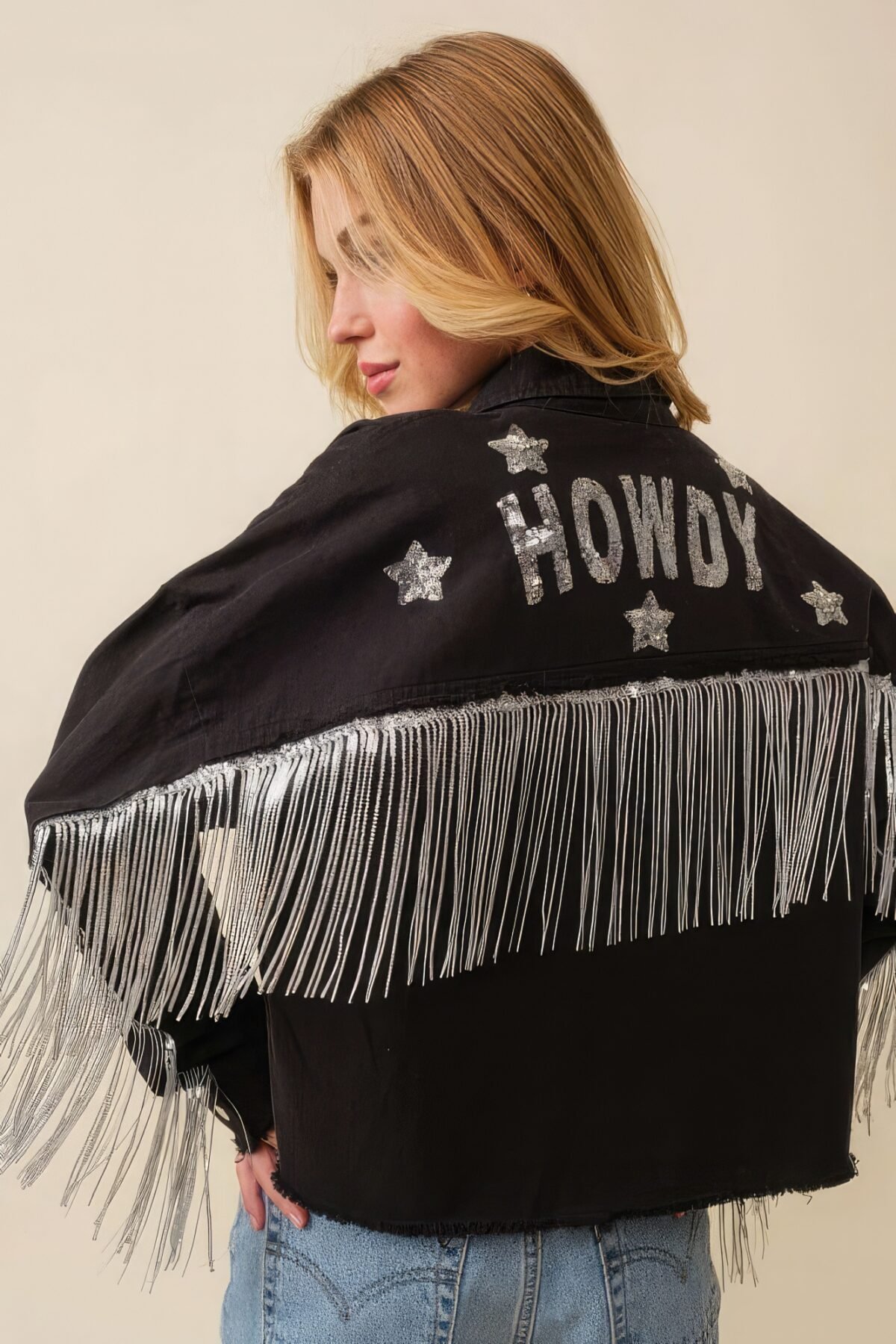Howdy Sequin Fringe And Star Patches Jacket - Image 7