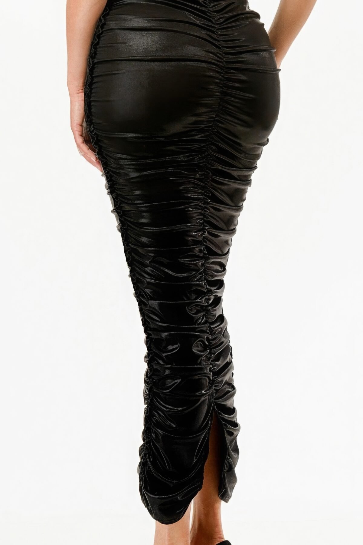 Metallic Rushed Halter Dress - Image 4