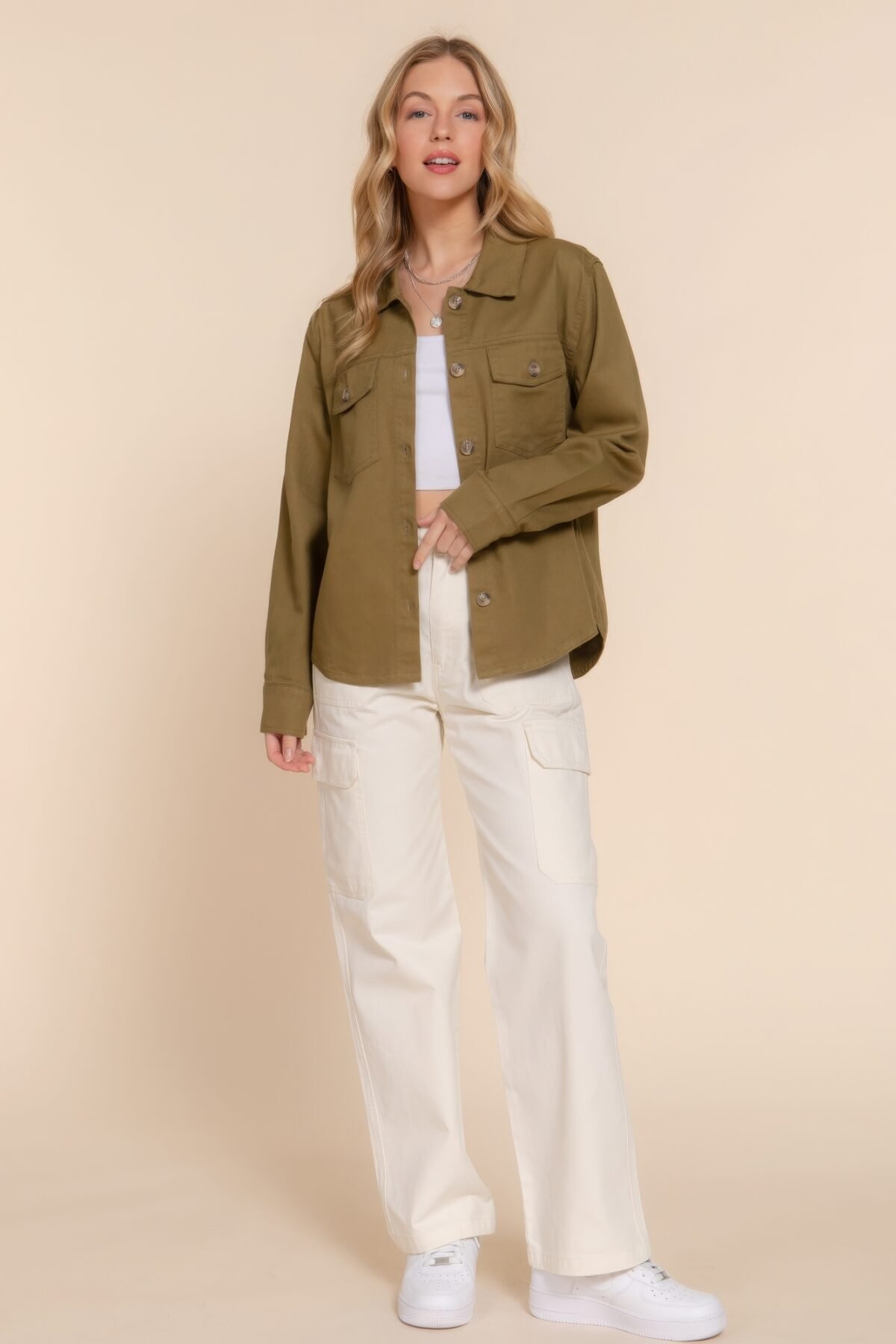 Button Down Cotton Denim Shacket - Image 2