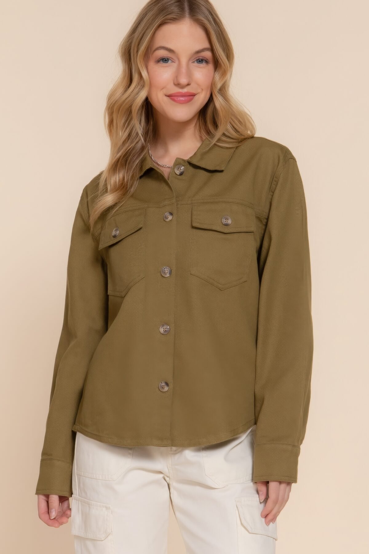 Button Down Cotton Denim Shacket - Image 4