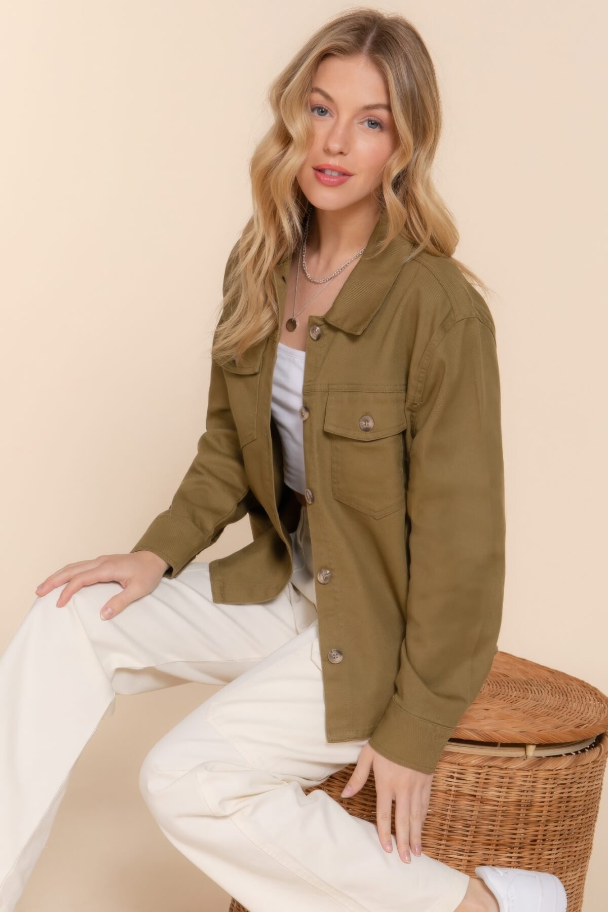 Button Down Cotton Denim Shacket - Image 6