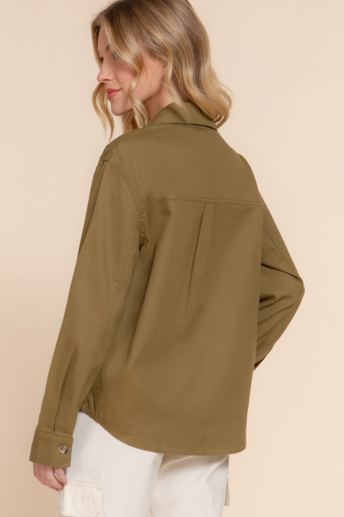 Button Down Cotton Denim Shacket - Image 7
