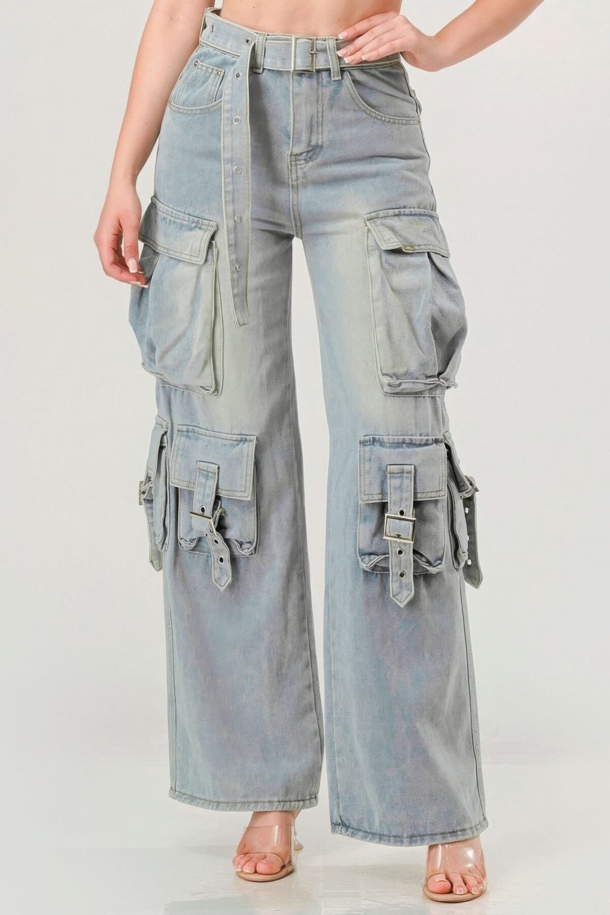Belted Denim Cargo Jean - Image 1