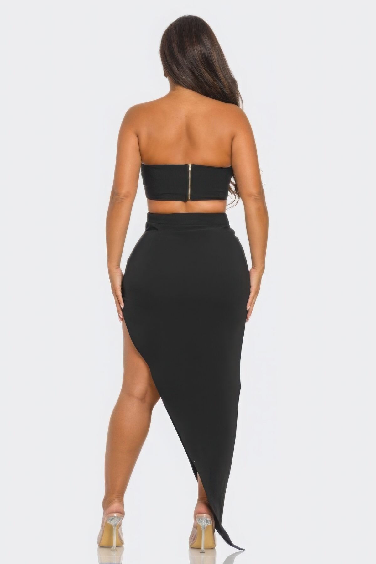 Front Eyelet Buckle Belt Top And Skirt Set - Image 5