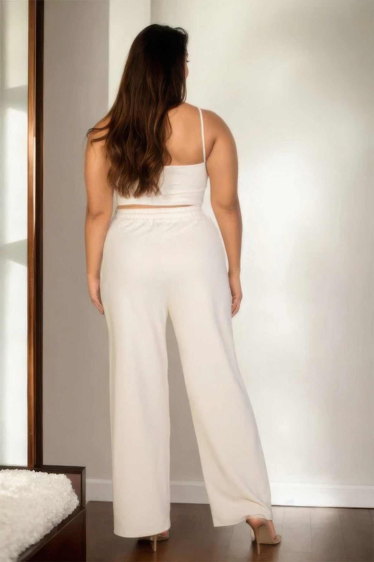Plus Bustier Crop Cami Top & Slant Pocket Straight Pants - Image 5