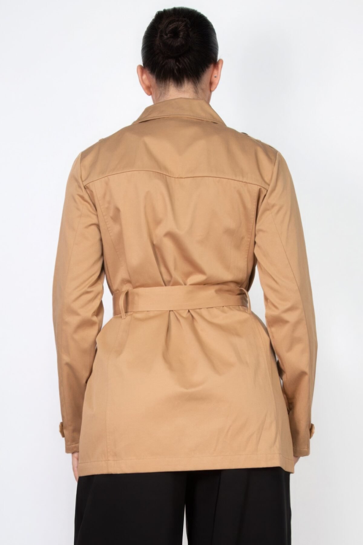 Double-breasted Notch Belted Coat - Image 5