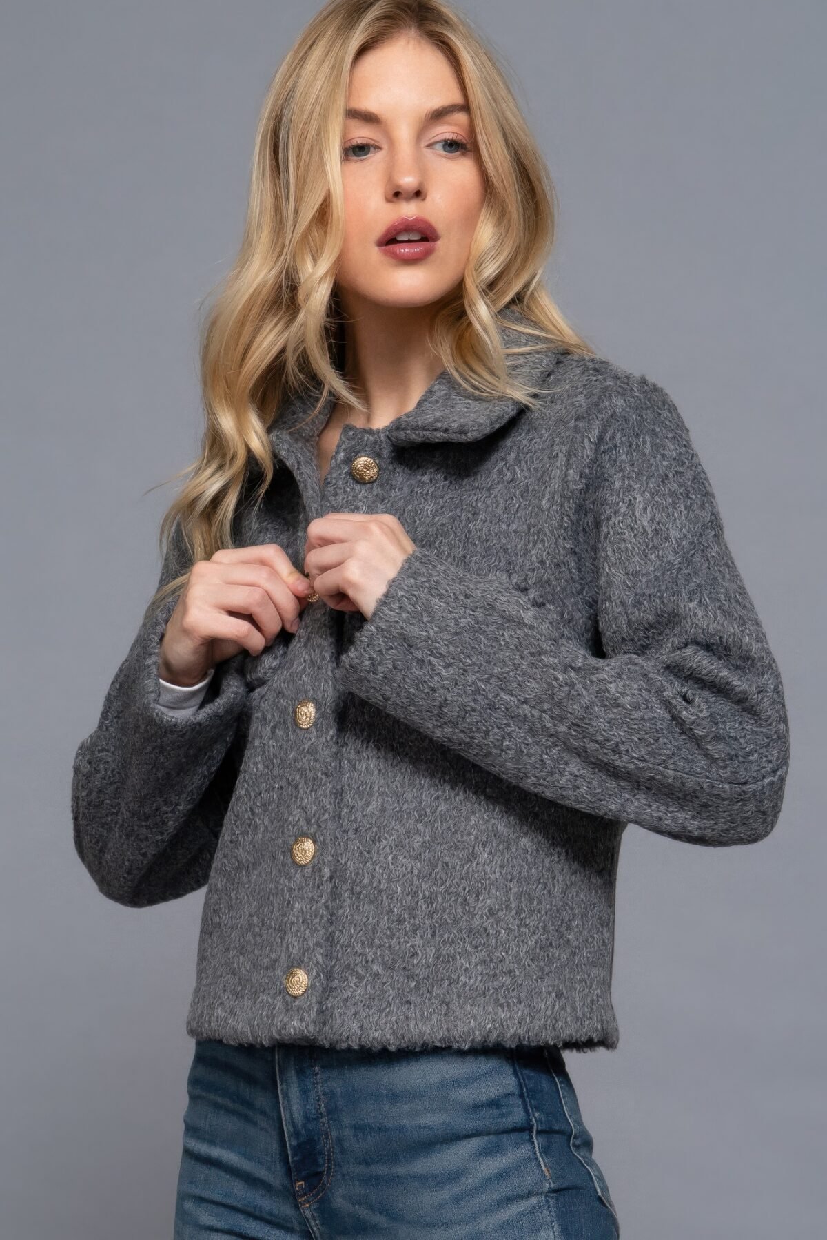 Long Slv Teddy Fleece Short Jacket - Image 4