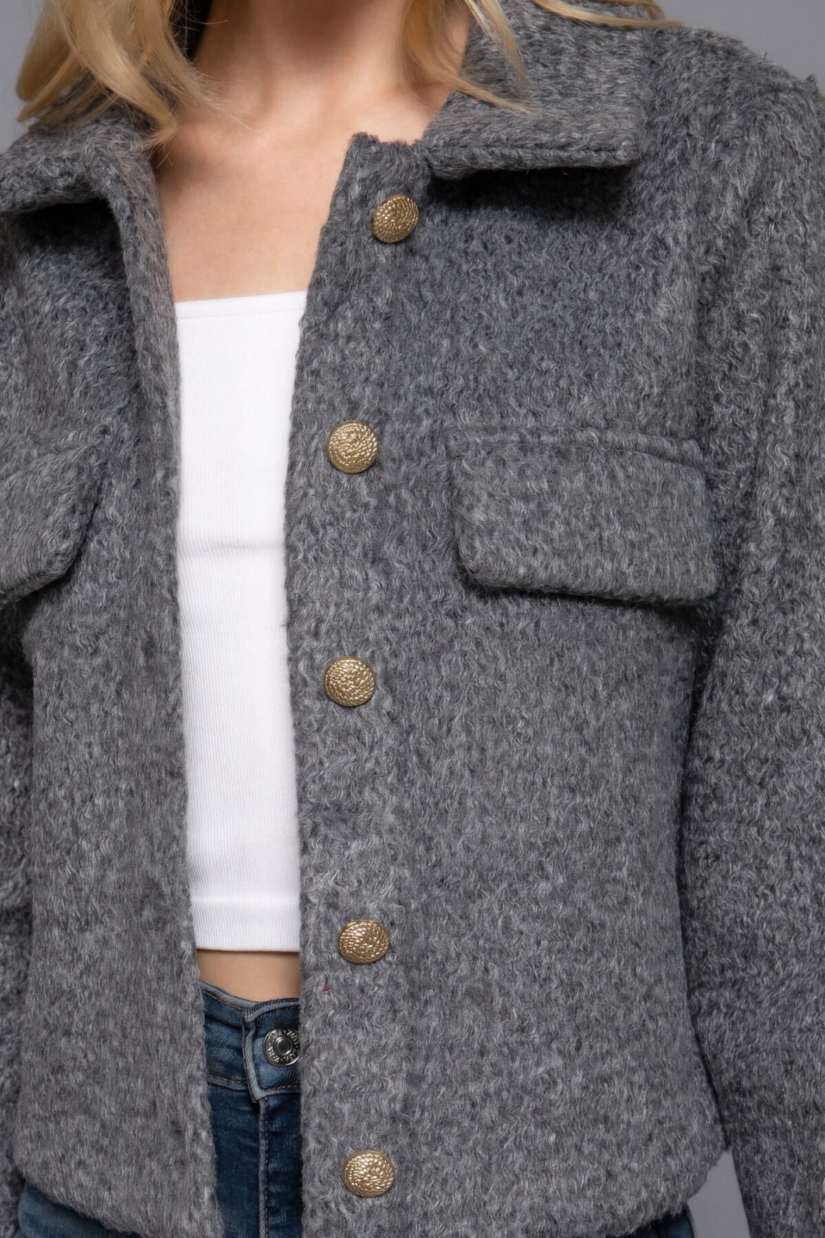 Long Slv Teddy Fleece Short Jacket - Image 5