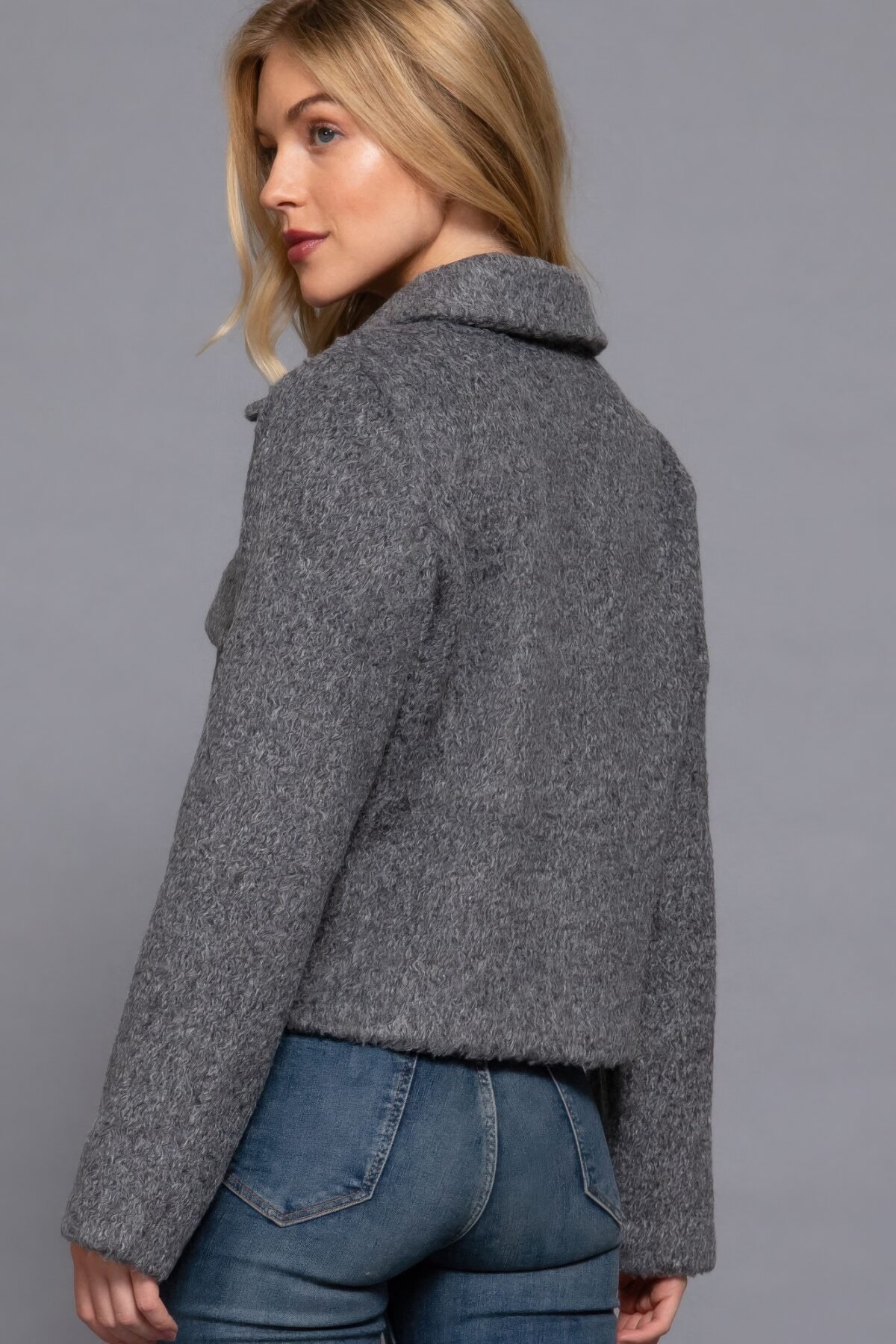 Long Slv Teddy Fleece Short Jacket - Image 6