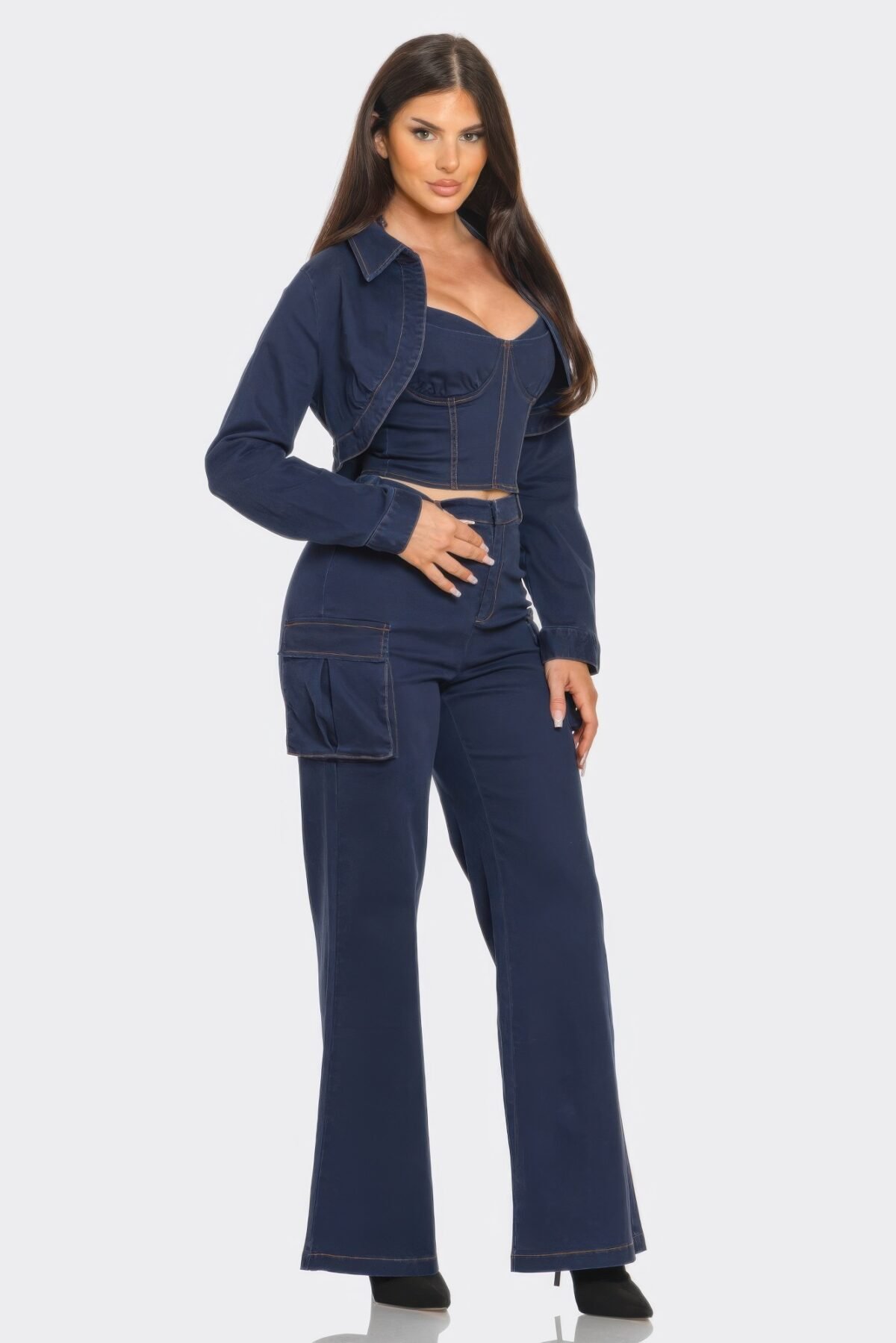 Crop Jacket 3pcs Set - Image 3