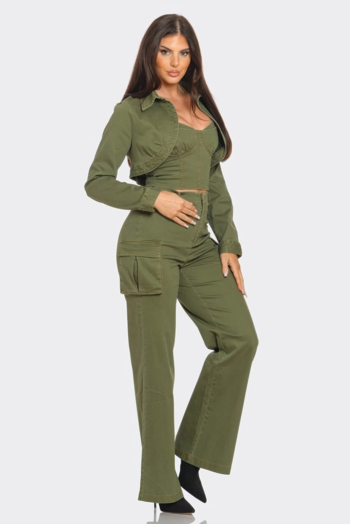 Crop Jacket 3pcs Set - Image 3