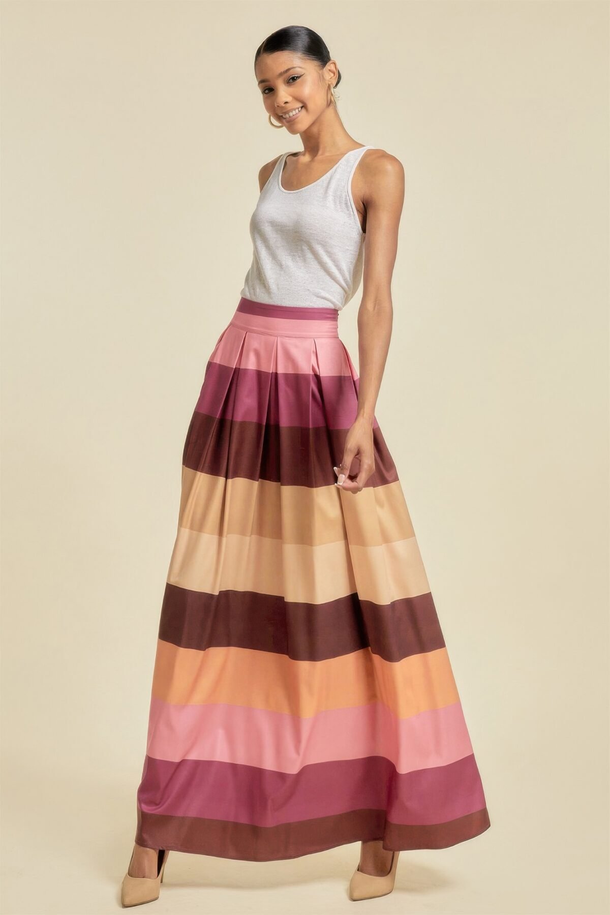Color Block Maxi Skirt With Pockets - Image 2