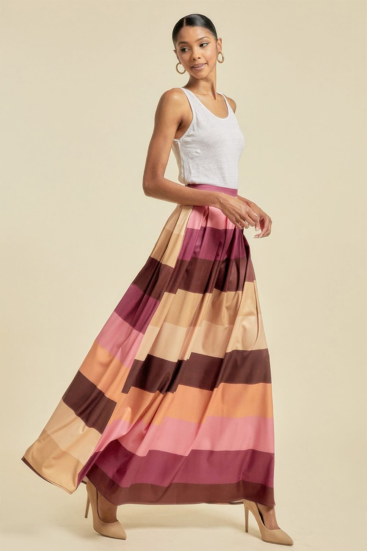 Color Block Maxi Skirt With Pockets - Image 4