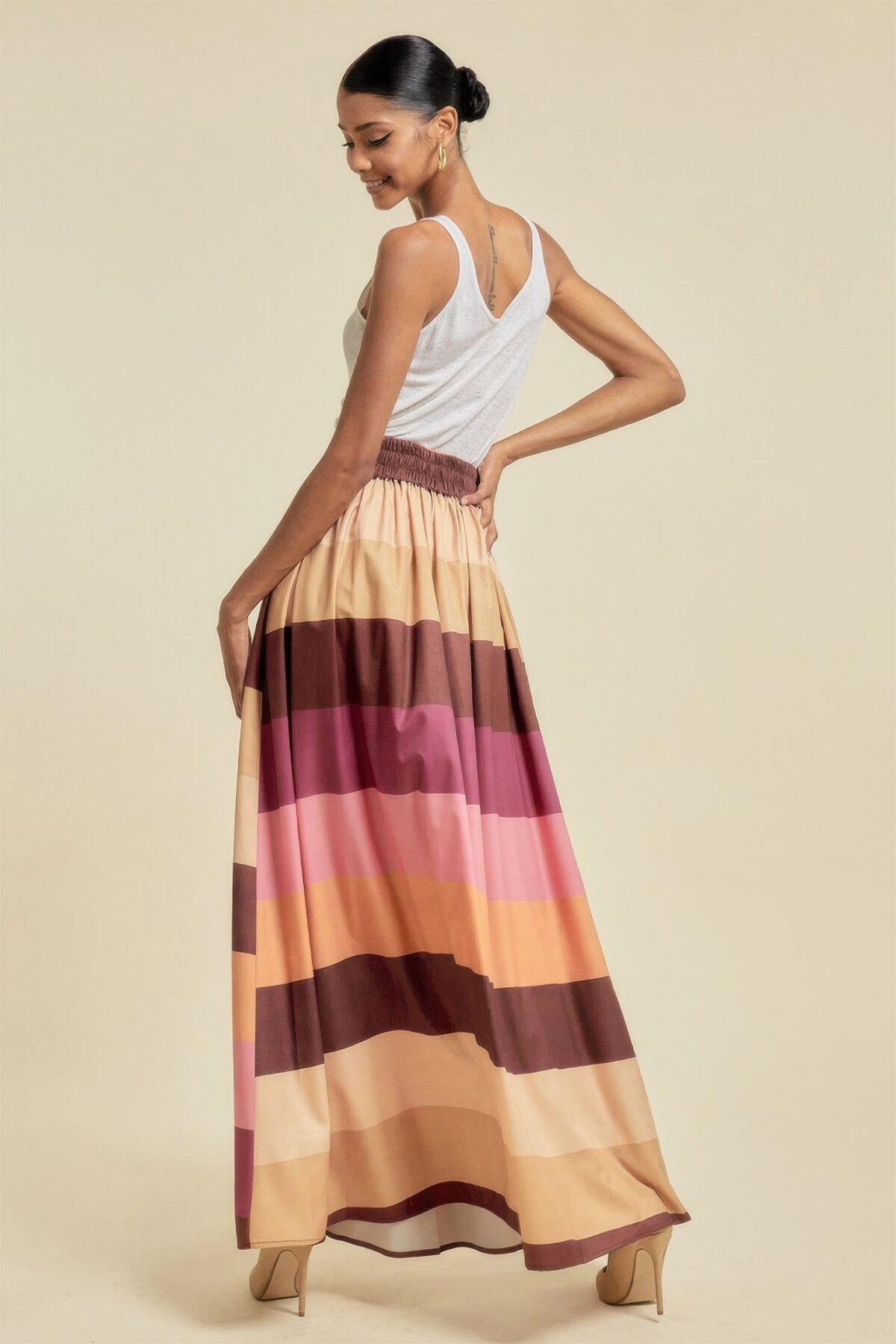 Color Block Maxi Skirt With Pockets - Image 6