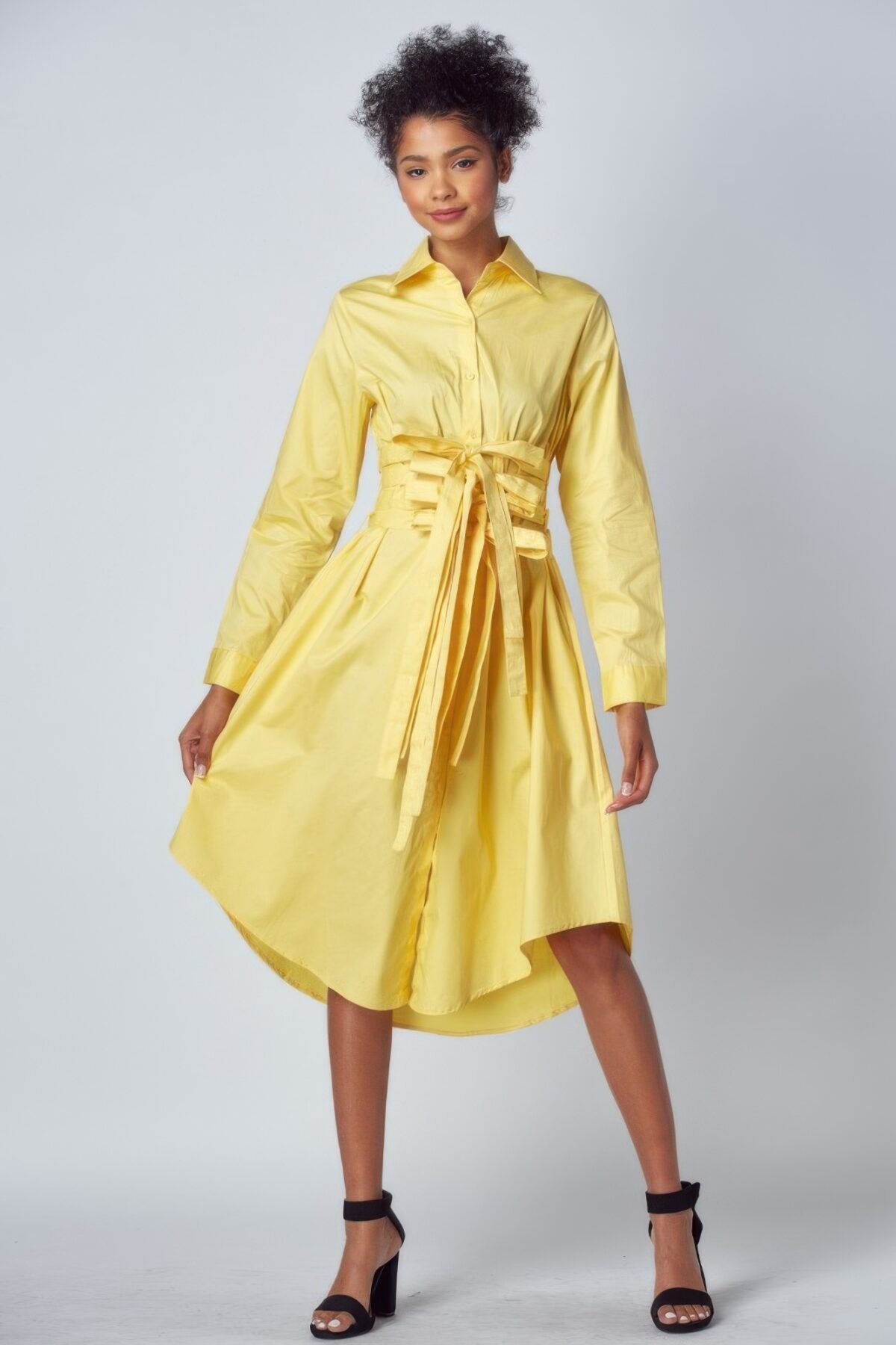 Shirt Dress With Tie Up Belt Detail - Image 1