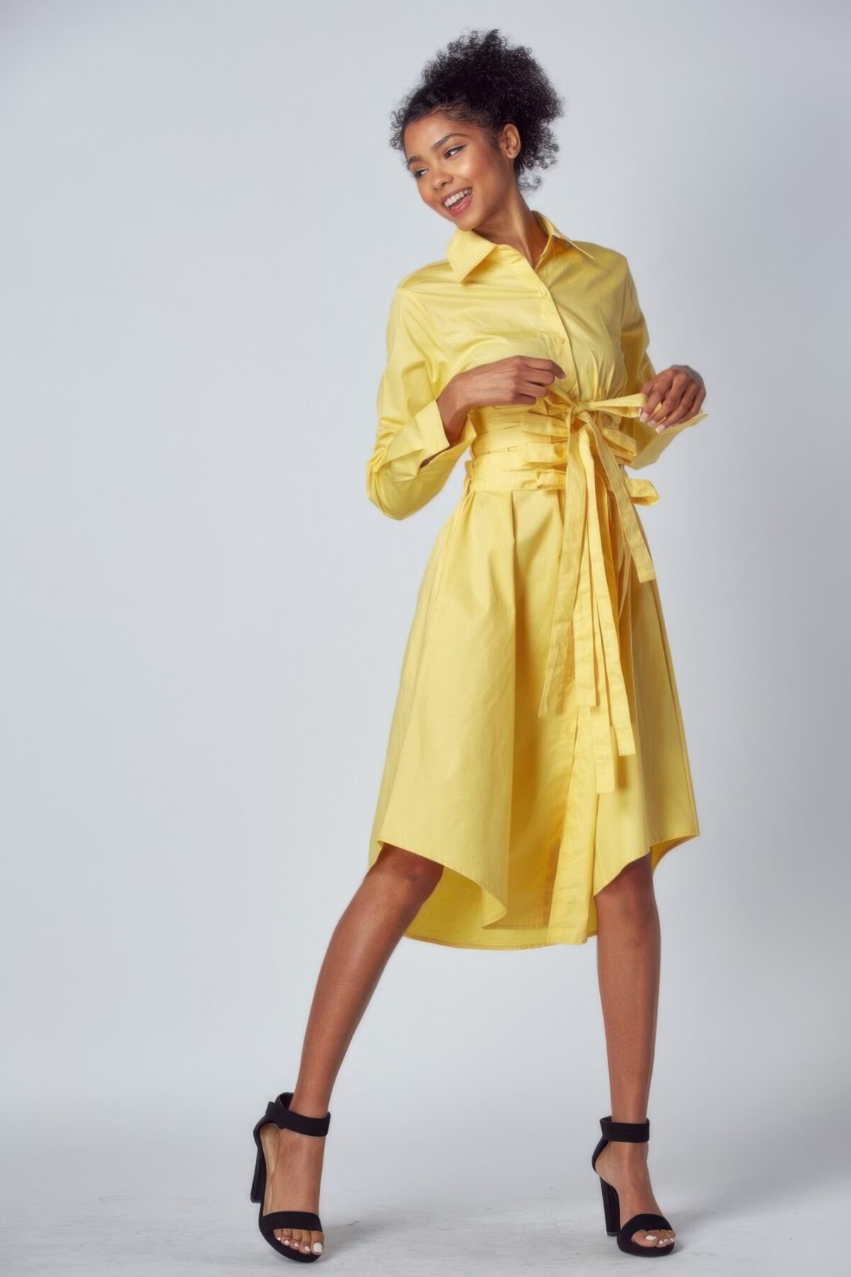 Shirt Dress With Tie Up Belt Detail - Image 2