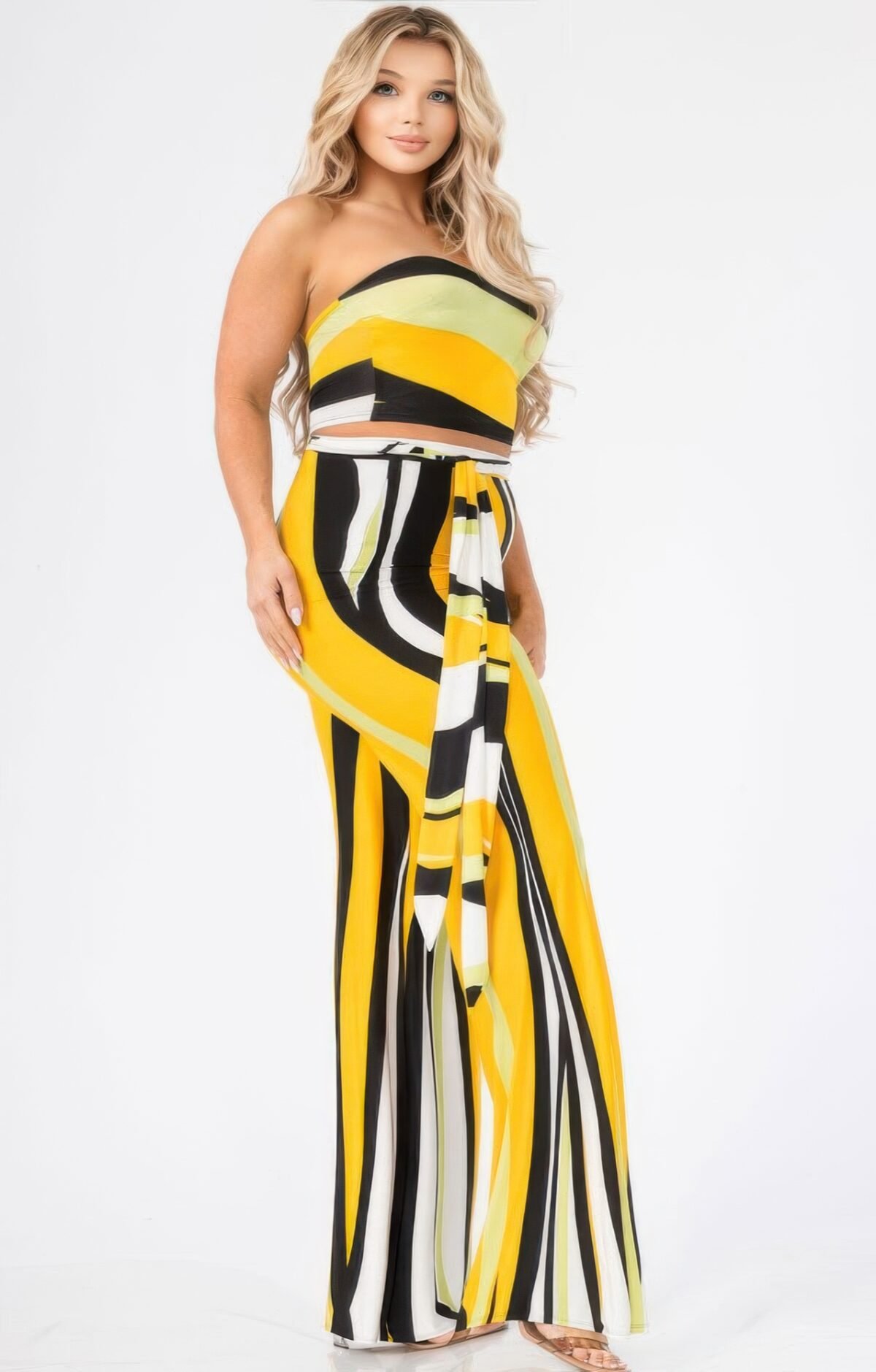Plus Colorblock Stripe 2 Piece Pants Set - Image 2